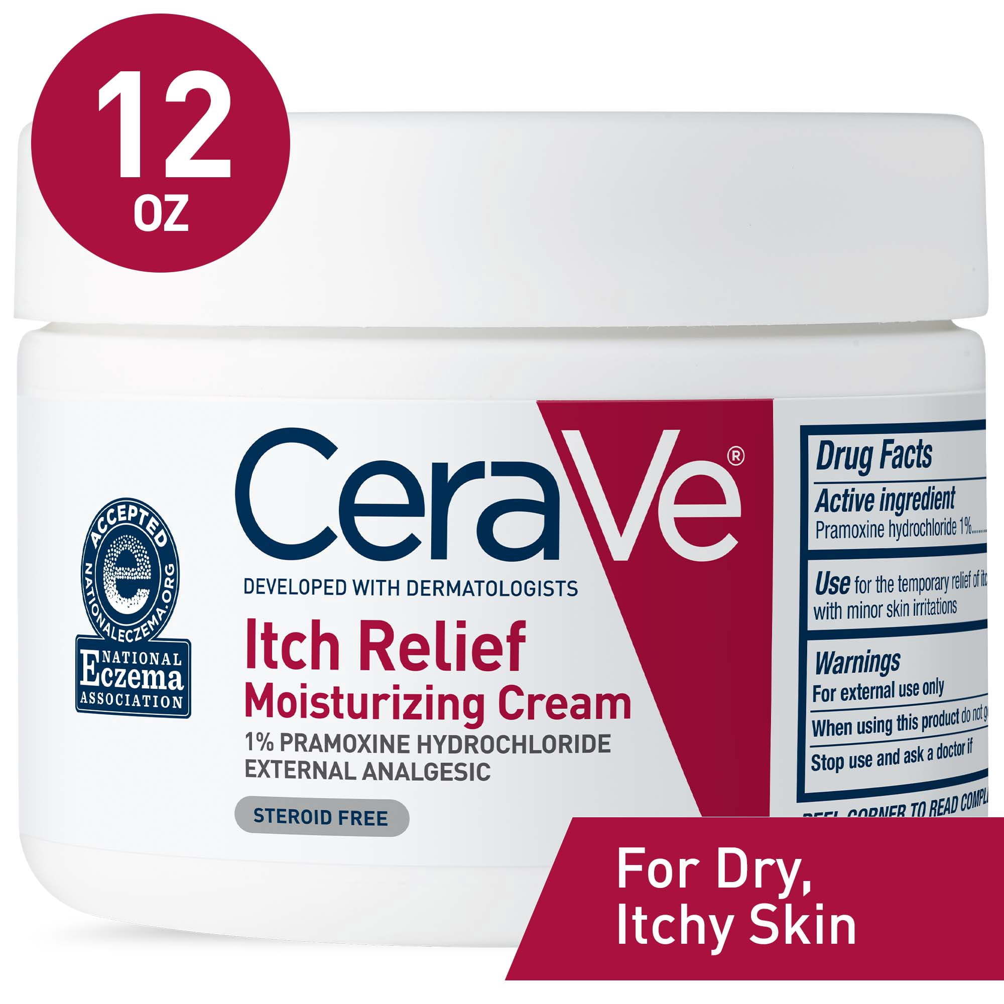 CeraVe Itch Relief Moisturizing Cream Body Lotion, Steroid-Free Treatment for Dry & Itchy Skin 12 oz - VINE GLOBAL