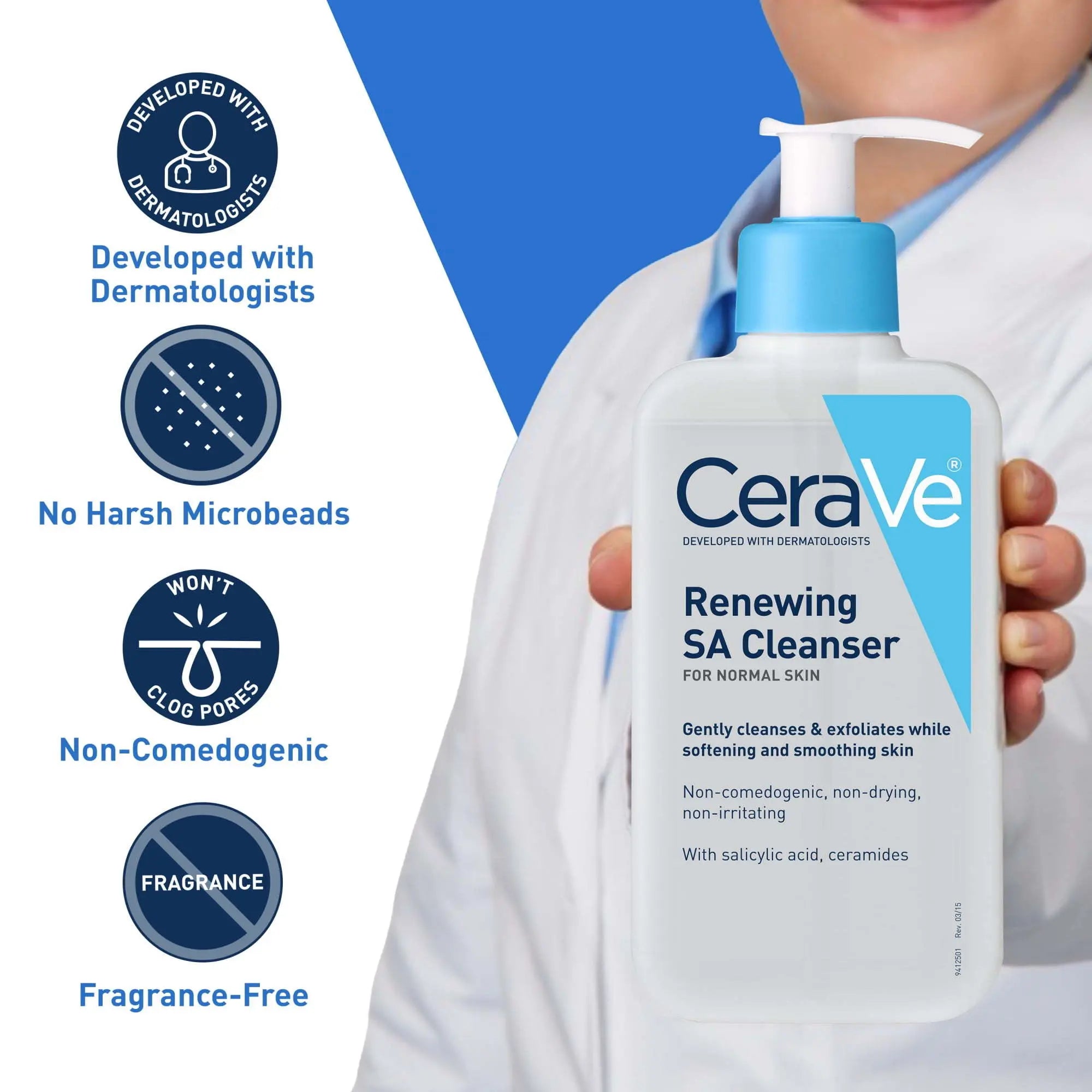 CeraVe Renewing SA Cleanser, Salicylic Acid Foaming Gel Face Wash For Smooth Skin, 8 fl oz - VINE GLOBAL