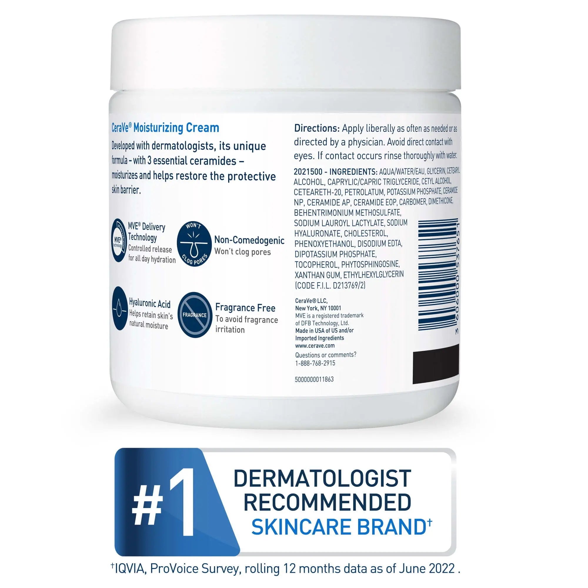 CeraVe Moisturizing Cream with Pump, Face Moisturizer & Body Lotion, Normal to Very Dry Skin 16 oz - VINE GLOBAL