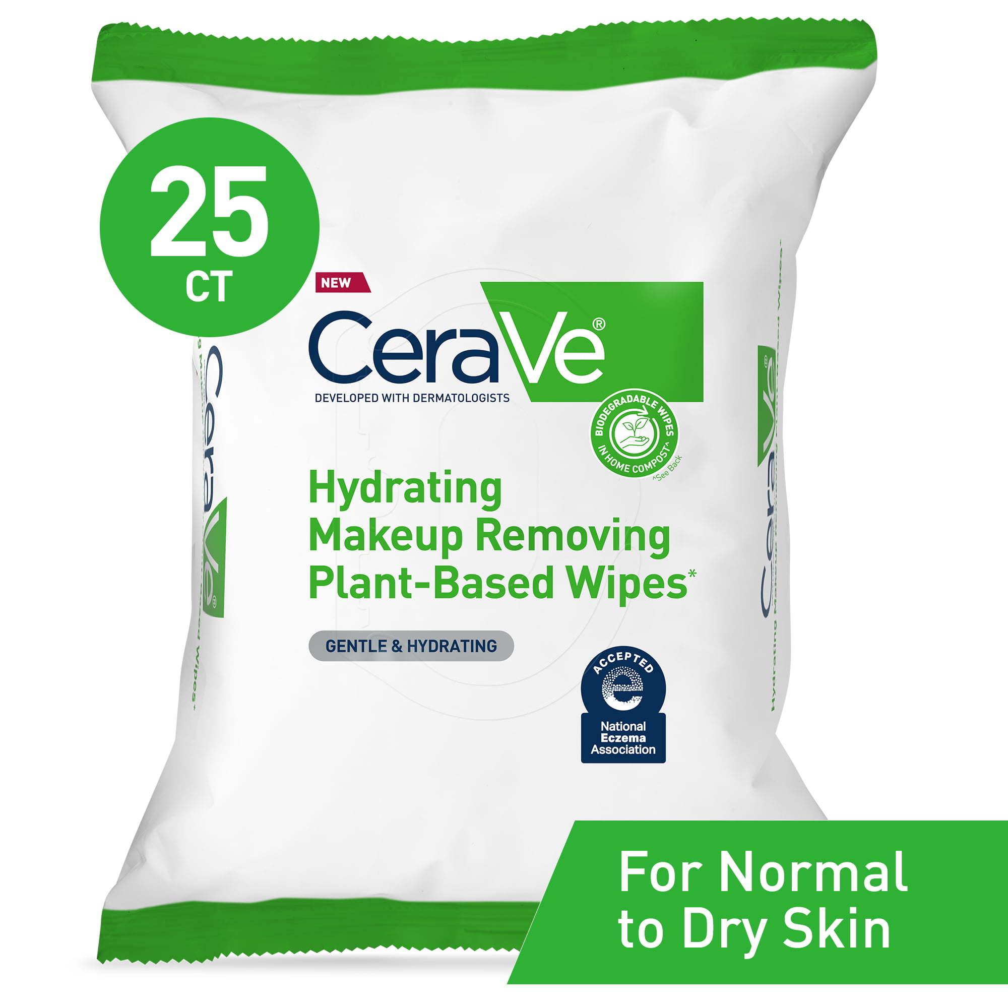 CeraVe Hydrating Facial Cleansing Makeup Remover Wipes, Plant Based Face Wash Wipes, 25ct - VINE GLOBAL