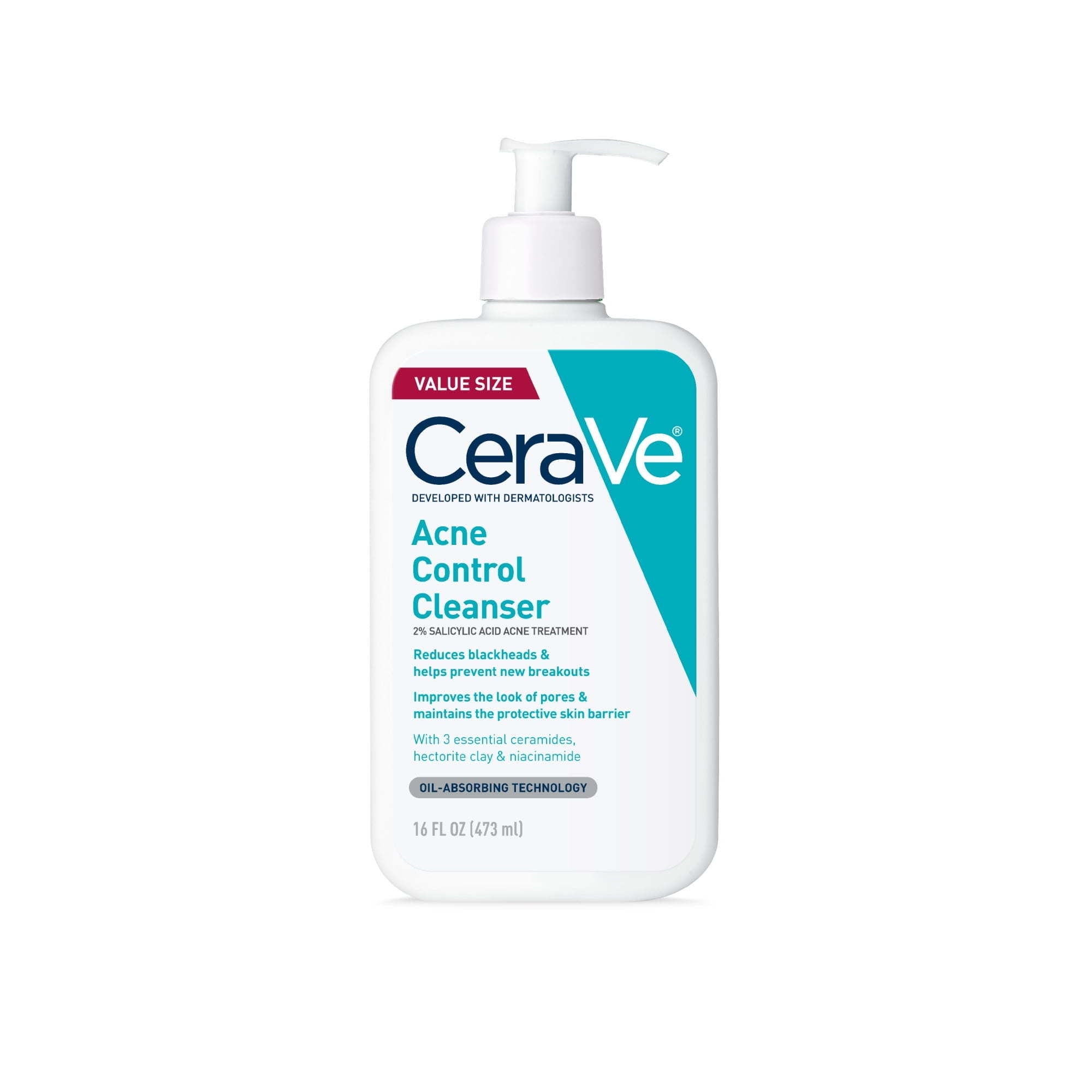 CeraVe Acne Face Wash, Acne Cleanser with Salicylic Acid and Purifying Clay for Oily Skin, 16 fl oz - VINE GLOBAL