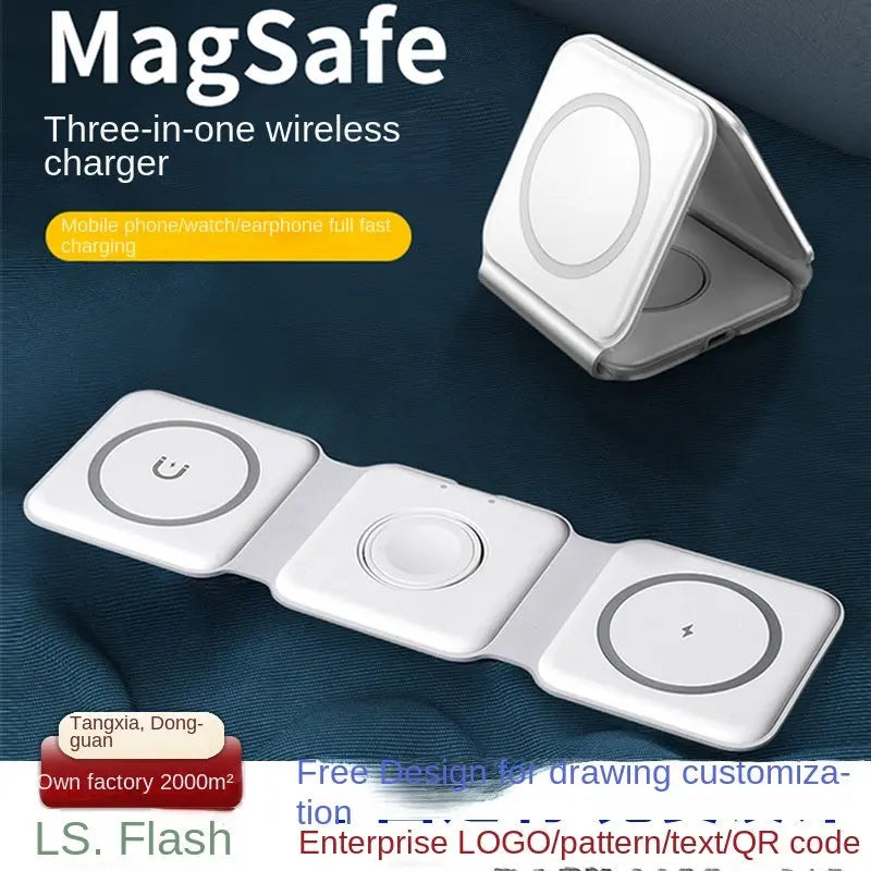 Travel 3 in 1 Charging Station for Multiple Devices Apple Compatible Folding Magnetic Charger - VINE GLOBAL