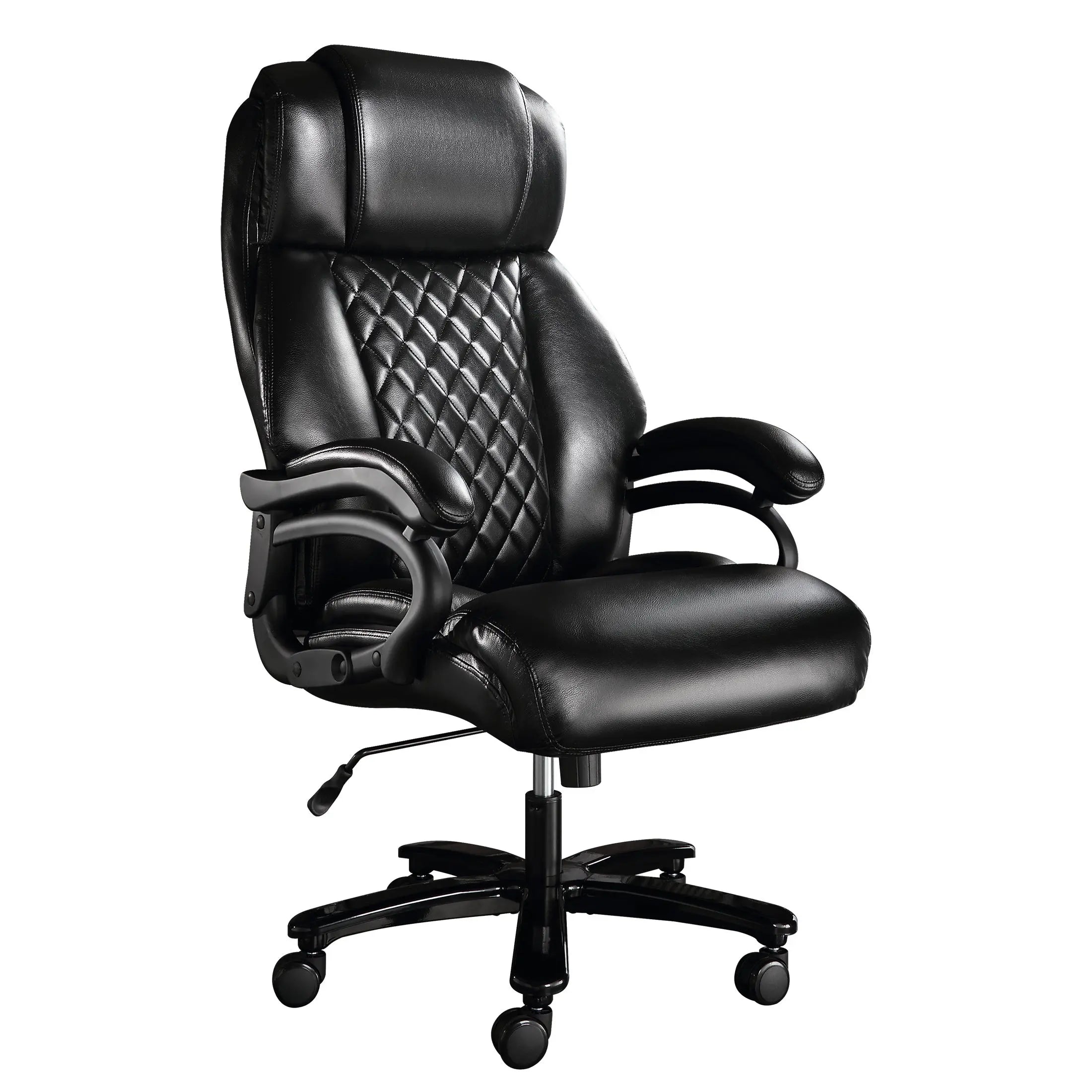 Big and Tall Office Chair, 500lbs High Back Large Executive Chair with Electric Airbag Heating High Back Computer Chair with Wide Seat, Black Ergonomic Leather Rocking Chair - VINE GLOBAL