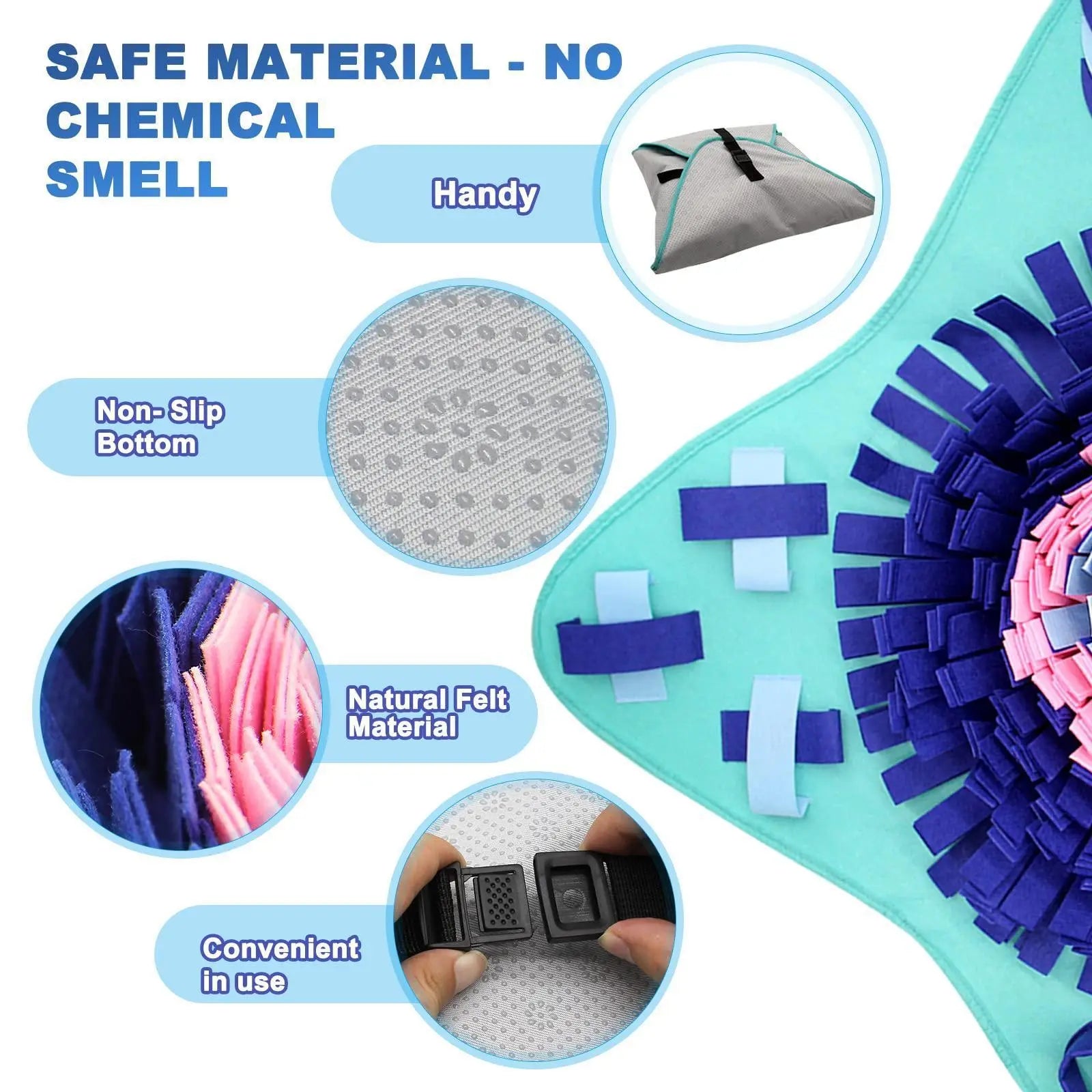 Snuffle Mat for Dogs Cats 25x25 inch Dog Snuffle Mat Interactive Feed Game for Boredom Encourages Natural Foraging Skills and Stress Relief for Small Medium Large Dogs - VINE GLOBAL