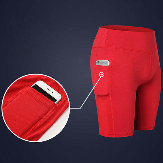 All Seasons Yoga Shorts Stretchable With Phone Pocket - VINE GLOBAL