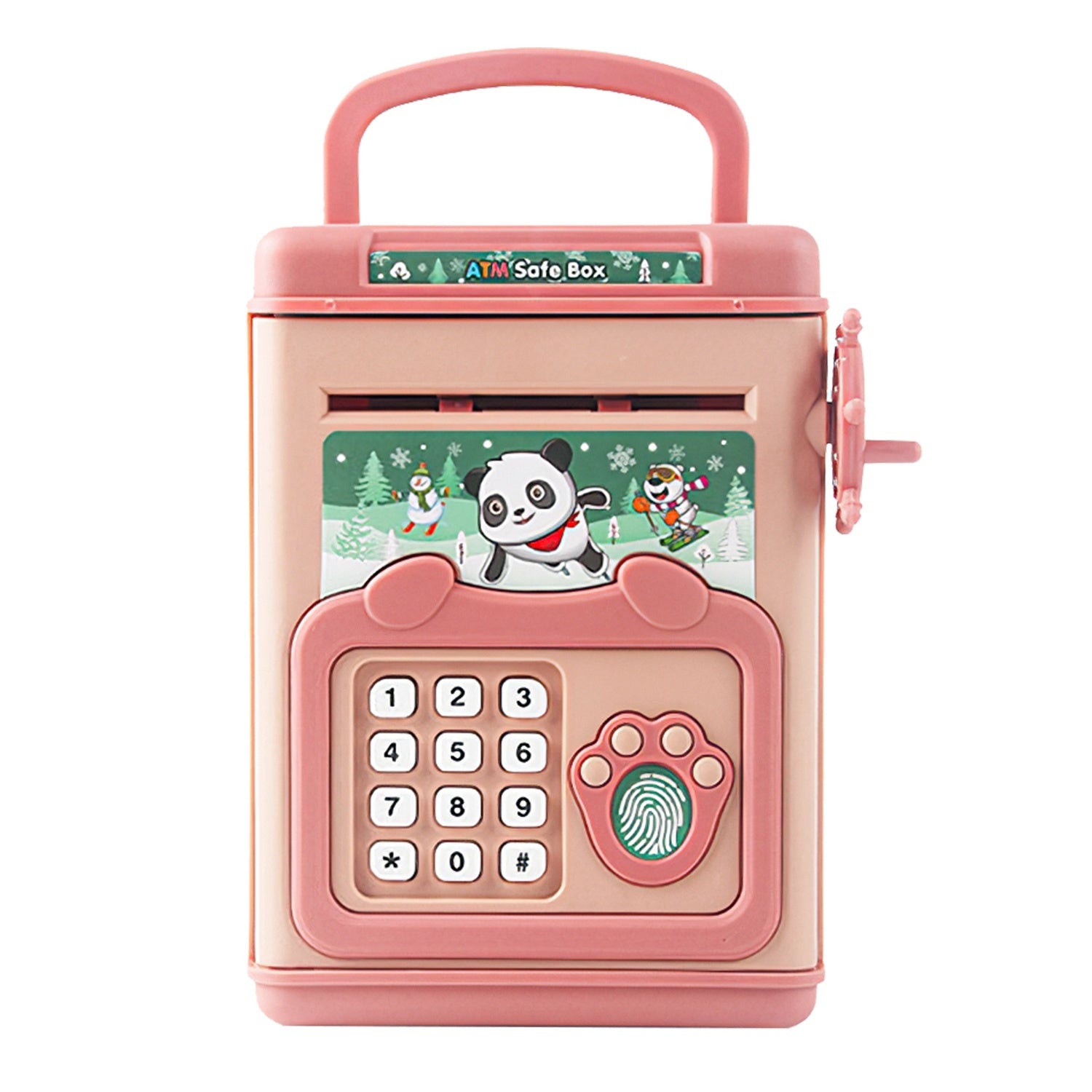 Piggy Bank Toy Cash Coin Money Bank Money Saving Box with Password Fingerprint Voice Prompt Folding Handle for 3+ Years Old Boys Girls - VINE GLOBAL