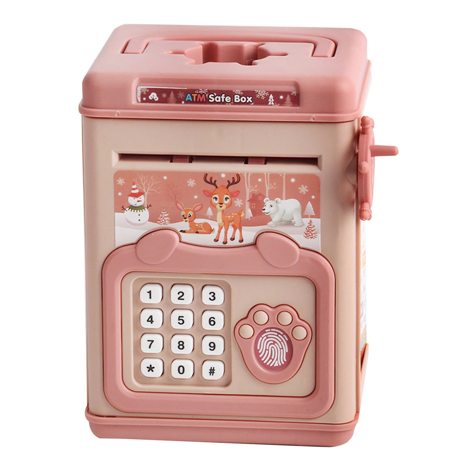 Piggy Bank Toy Cash Coin Money Bank Money Saving Box with Password Fingerprint Voice Prompt Folding Handle for 3+ Years Old Boys Girls - VINE GLOBAL