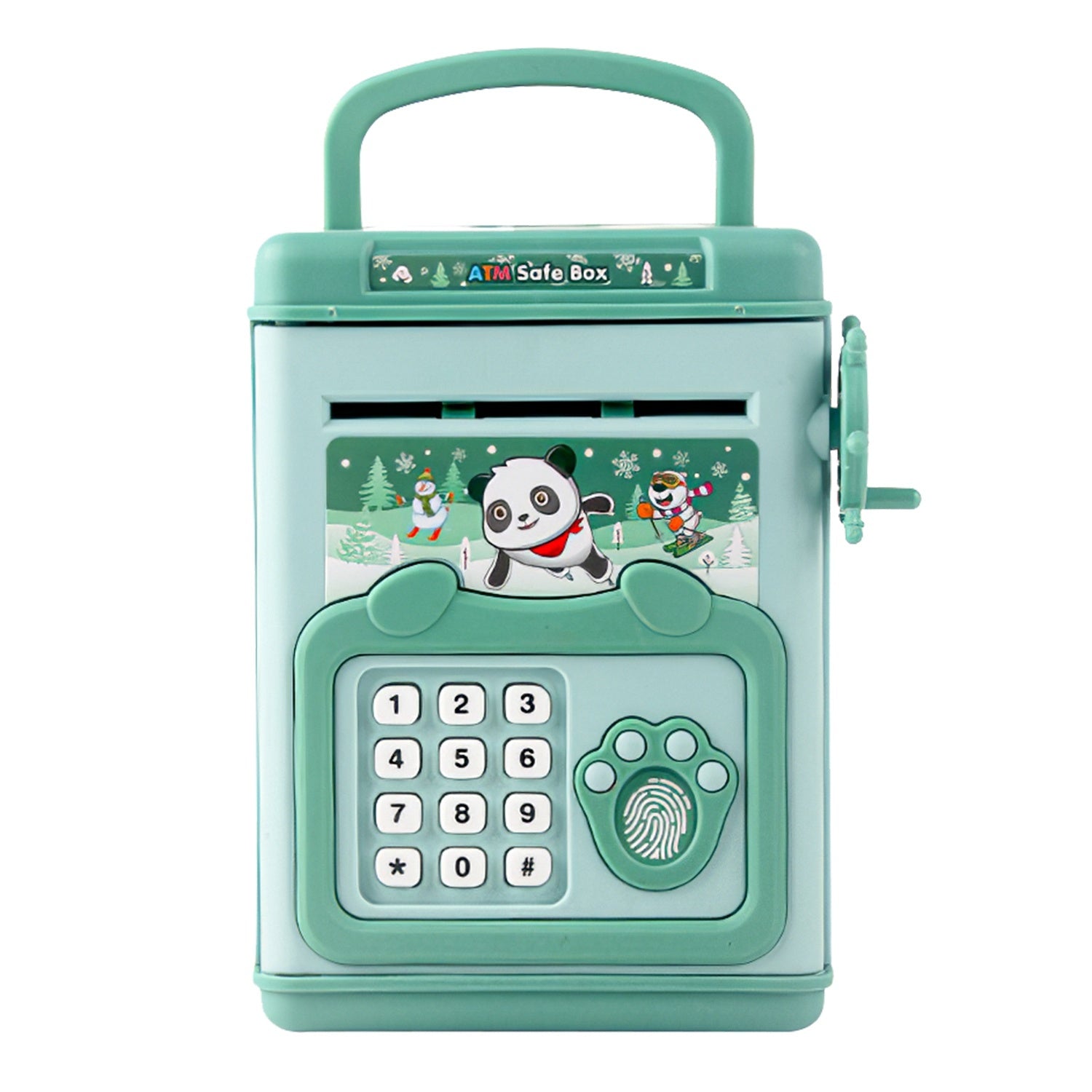 Piggy Bank Toy Cash Coin Money Bank Money Saving Box with Password Fingerprint Voice Prompt Folding Handle for 3+ Years Old Boys Girls - VINE GLOBAL