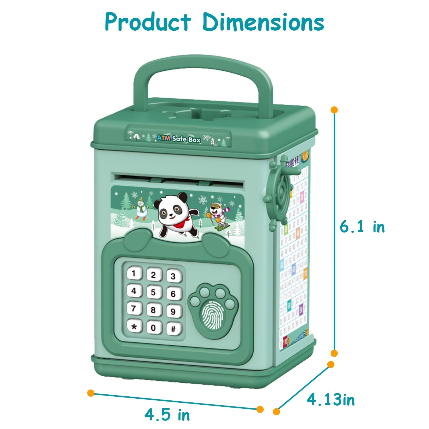 Piggy Bank Toy Cash Coin Money Bank Money Saving Box with Password Fingerprint Voice Prompt Folding Handle for 3+ Years Old Boys Girls - VINE GLOBAL