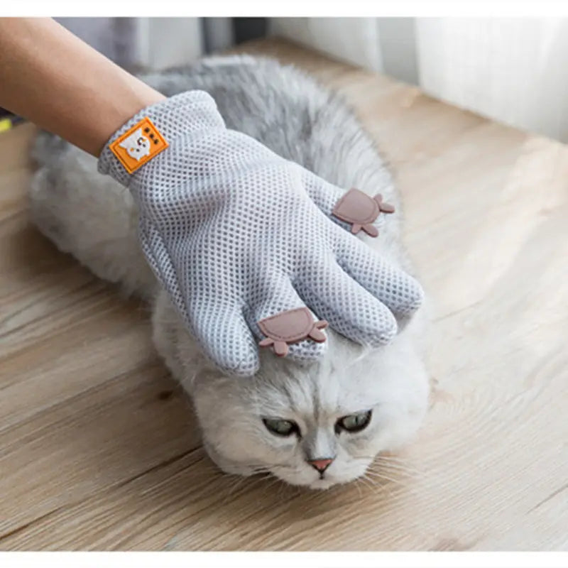 Pet Glove Cat Grooming Glove Cat Hair Deshedding Brush Gloves Cat Floating Hair Pet Hair Removal Brush Dog Bathing Massage Comb Silicone Hair Removal Gloves - VINE GLOBAL