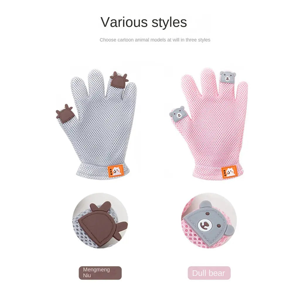 Pet Glove Cat Grooming Glove Cat Hair Deshedding Brush Gloves Cat Floating Hair Pet Hair Removal Brush Dog Bathing Massage Comb Silicone Hair Removal Gloves - VINE GLOBAL