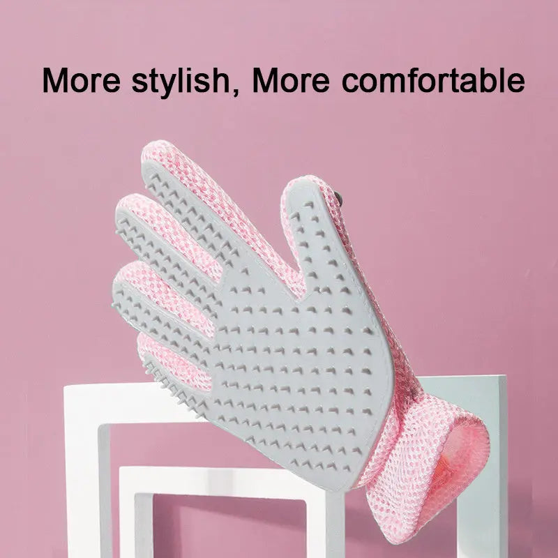 Pet Glove Cat Grooming Glove Cat Hair Deshedding Brush Gloves Cat Floating Hair Pet Hair Removal Brush Dog Bathing Massage Comb Silicone Hair Removal Gloves - VINE GLOBAL
