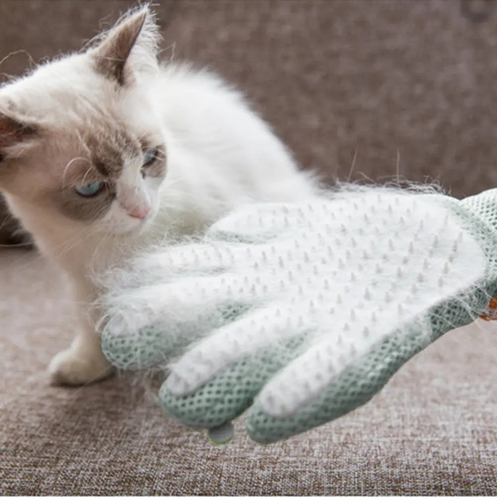 Pet Glove Cat Grooming Glove Cat Hair Deshedding Brush Gloves Cat Floating Hair Pet Hair Removal Brush Dog Bathing Massage Comb Silicone Hair Removal Gloves - VINE GLOBAL