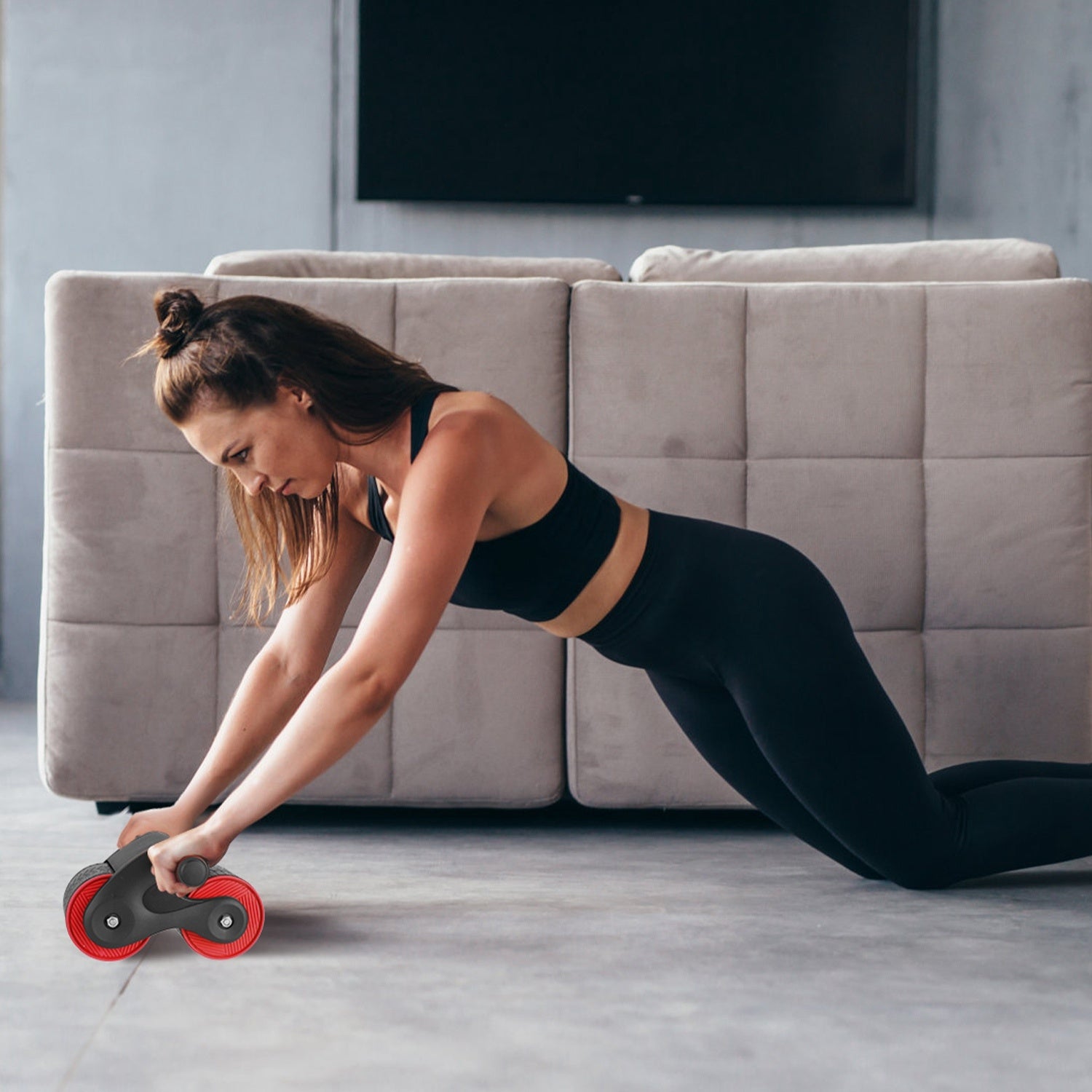 Automatic Rebound Abdominal Wheel Anti-slip AB Roller Wheel with Kneel Pad Phone Holder Home Gym Abdominal Exerciser for Men Women - VINE GLOBAL