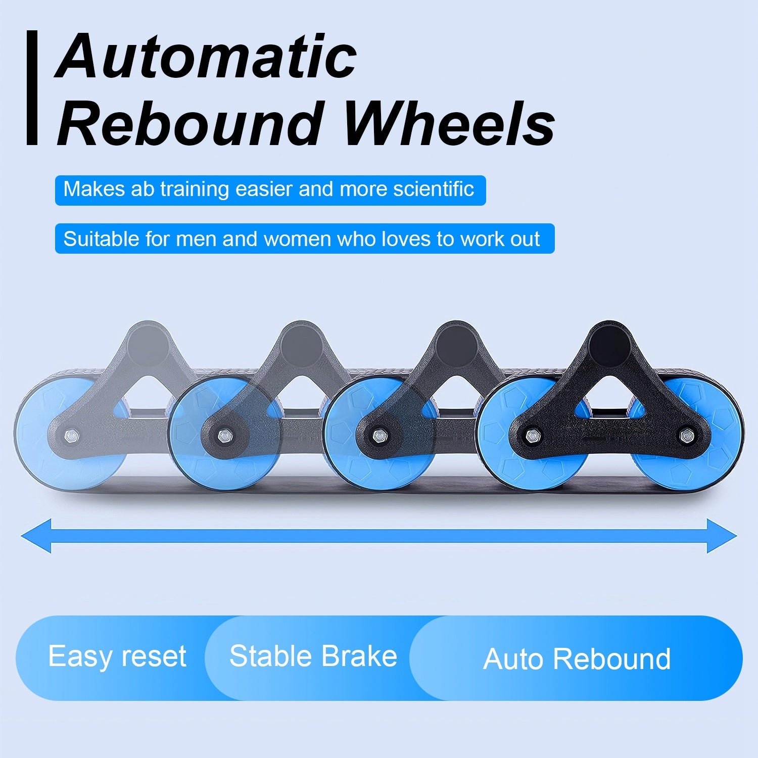 Automatic Rebound Abdominal Wheel Anti-slip AB Roller Wheel with Kneel Pad Phone Holder Home Gym Abdominal Exerciser for Men Women - VINE GLOBAL