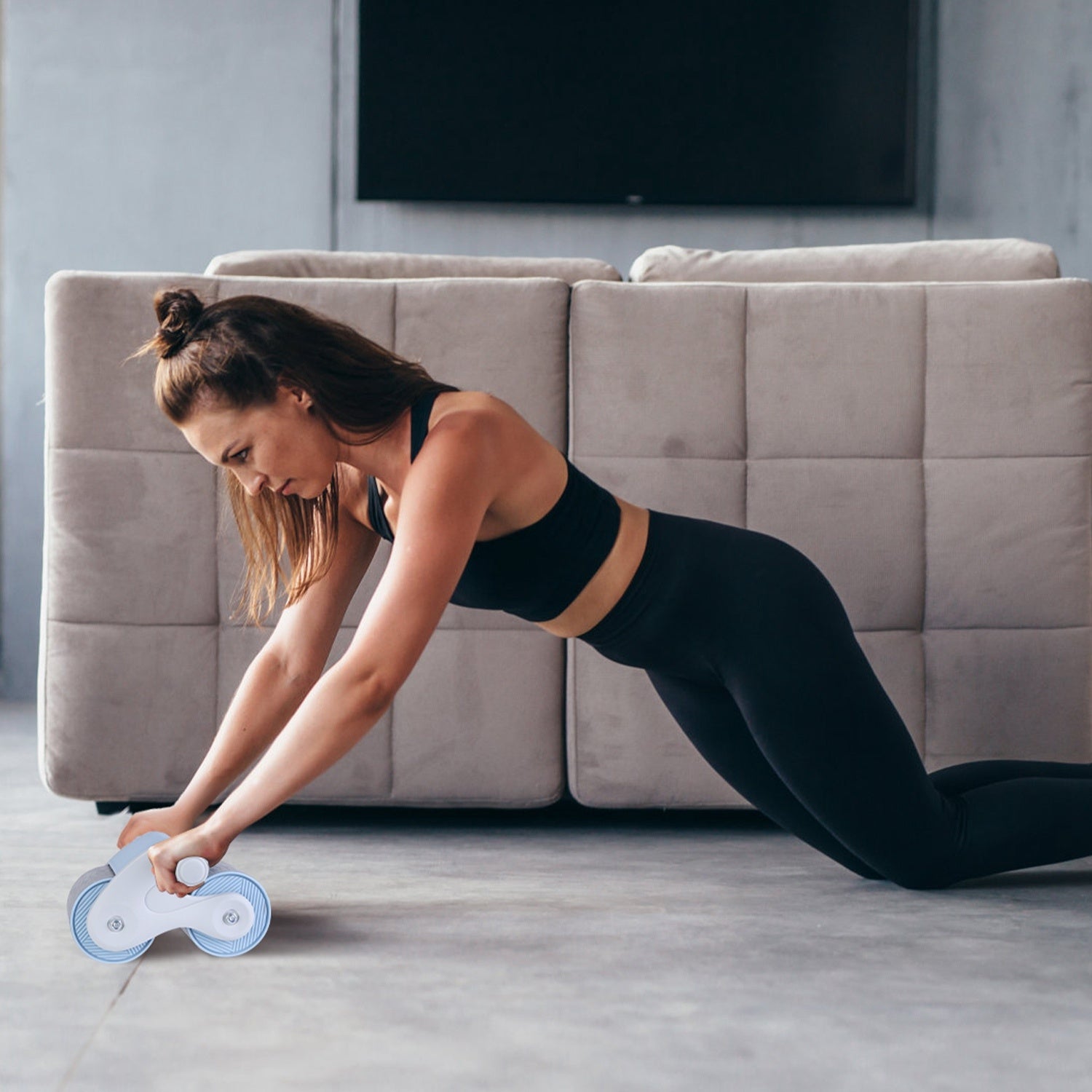 Automatic Rebound Abdominal Wheel Anti-slip AB Roller Wheel with Kneel Pad Phone Holder Home Gym Abdominal Exerciser for Men Women - VINE GLOBAL