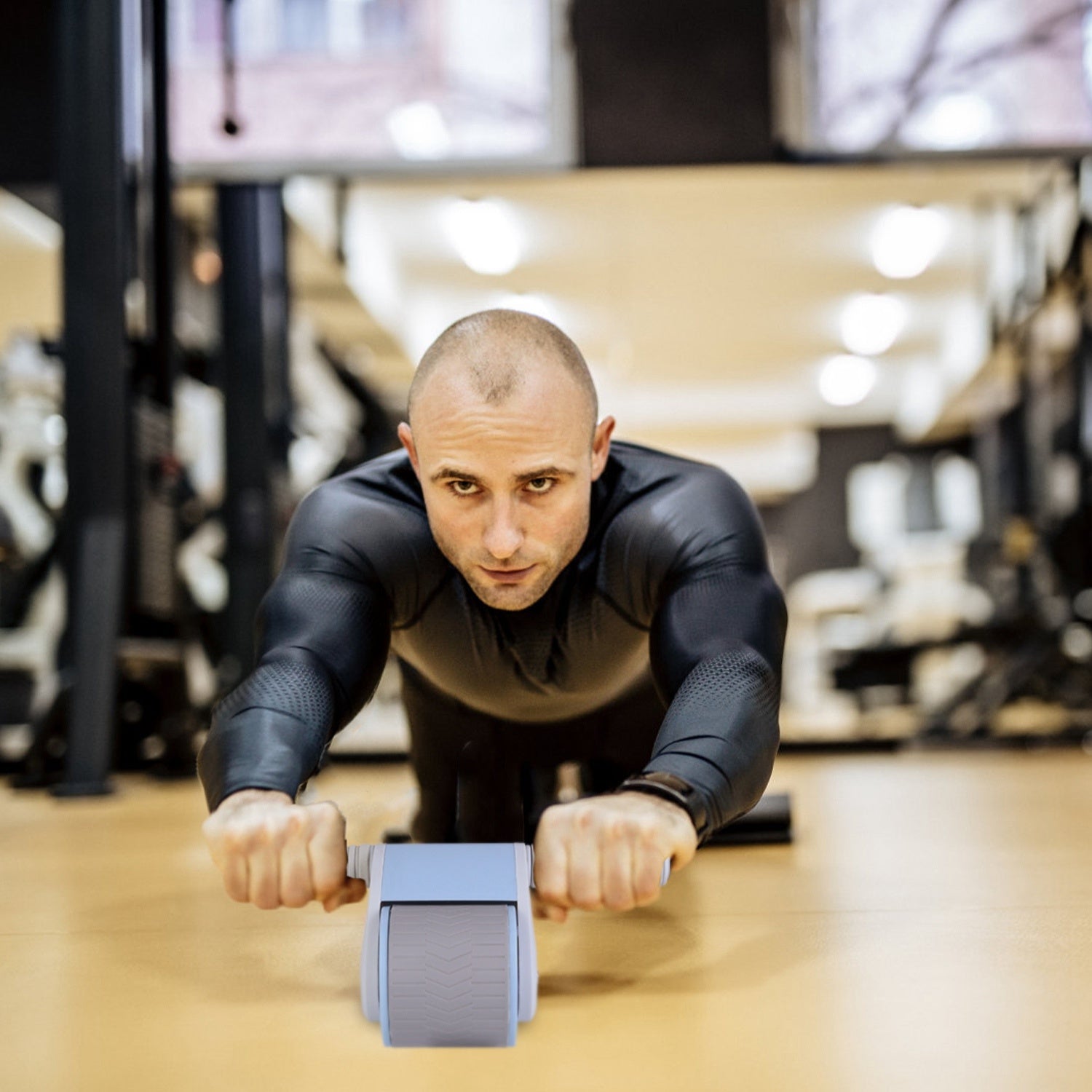 Automatic Rebound Abdominal Wheel Anti-slip AB Roller Wheel with Kneel Pad Phone Holder Home Gym Abdominal Exerciser for Men Women - VINE GLOBAL