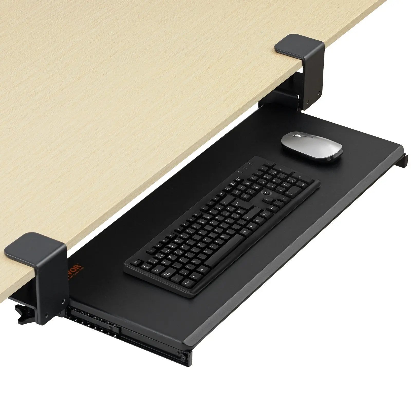 VEVOR Keyboard Tray Under Desk, Pull out Keyboard/Mouse Tray Under Desk with Sturdy No-drill C Clamp Mount, Large 26.8 x 11 inch Slide-out Computer Drawer for Typing in Home, Office Work - VINE GLOBAL