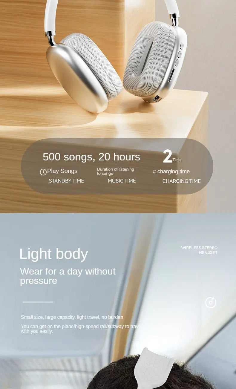 New  P9 Pro  Max Wireless Bluetooth Headphones HiFi Stereo Noise Cancelling Waterproof Mic Pods Over Ear Sports - VINE GLOBAL