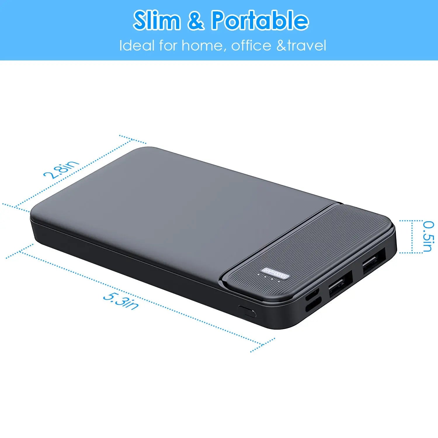 Power Bank Portable Phone Charger for Home Office Travel External Battery Pack with 1 Micro USB Cable Fit For IOSPhone 13/12 Samsung Galaxy S21 And More - VINE GLOBAL