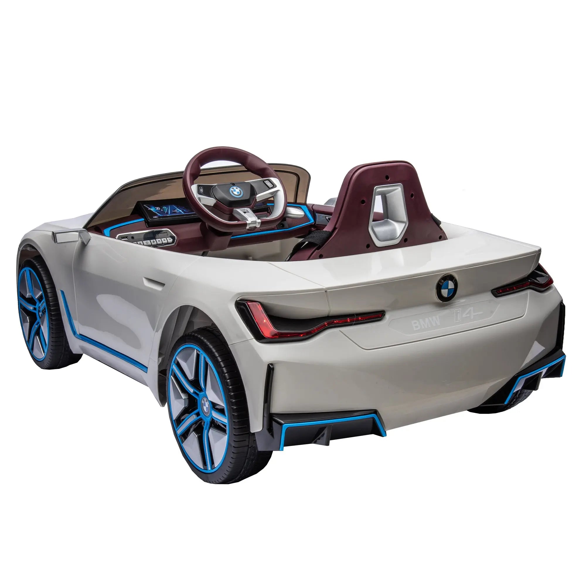 Licensed BMW I4,12v Kids ride on car 2.4G W/Parents Remote Control,electric car for kids,Three speed adjustable,Power display, USB,MP3 ,Bluetooth,LED light,Two-point safety belt,story - VINE GLOBAL