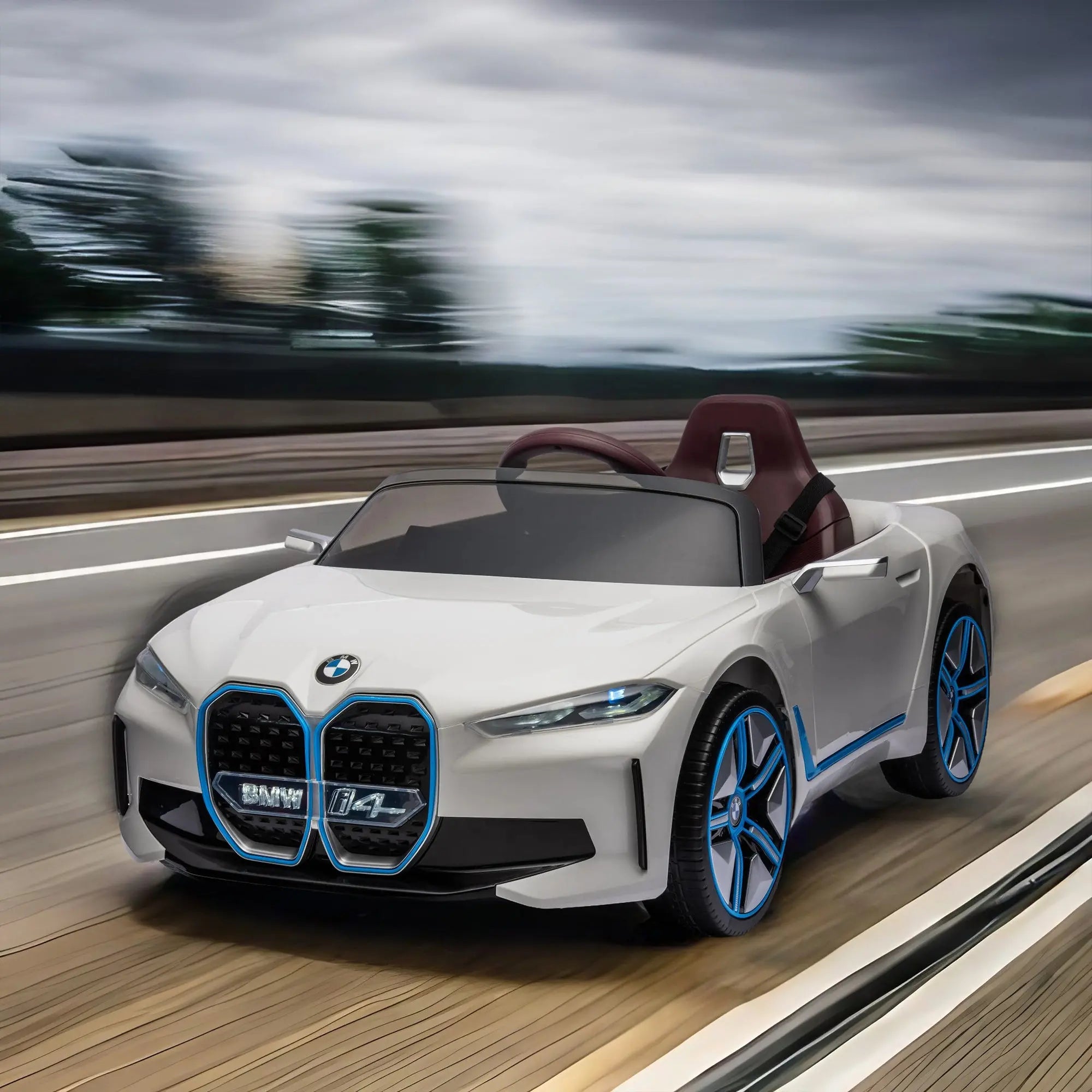 Licensed BMW I4,12v Kids ride on car 2.4G W/Parents Remote Control,electric car for kids,Three speed adjustable,Power display, USB,MP3 ,Bluetooth,LED light,Two-point safety belt,story - VINE GLOBAL