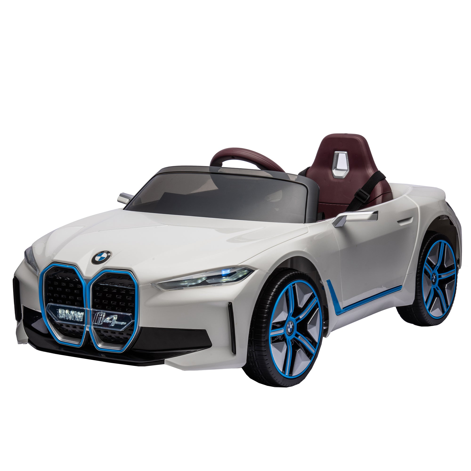 Licensed BMW I4,12v Kids ride on car 2.4G W/Parents Remote Control,electric car for kids,Three speed adjustable,Power display, USB,MP3 ,Bluetooth,LED light,Two-point safety belt,story - VINE GLOBAL