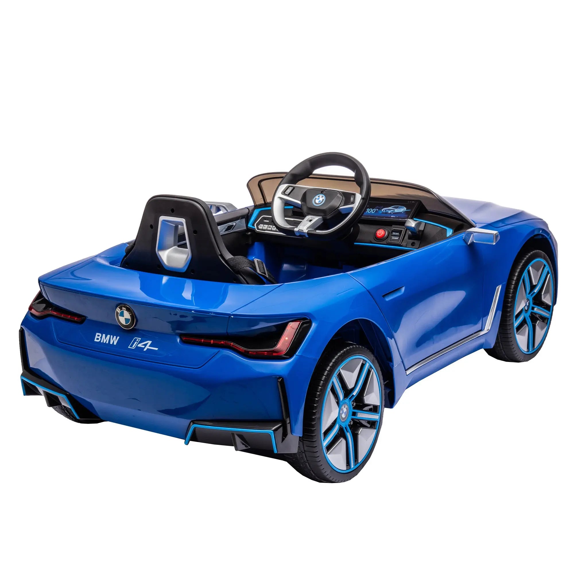Licensed BMW I4,12v Kids ride on car 2.4G W/Parents Remote Control,electric car for kids,Three speed adjustable,Power display, USB,MP3 ,Bluetooth,LED light,Two-point safety belt,story - VINE GLOBAL