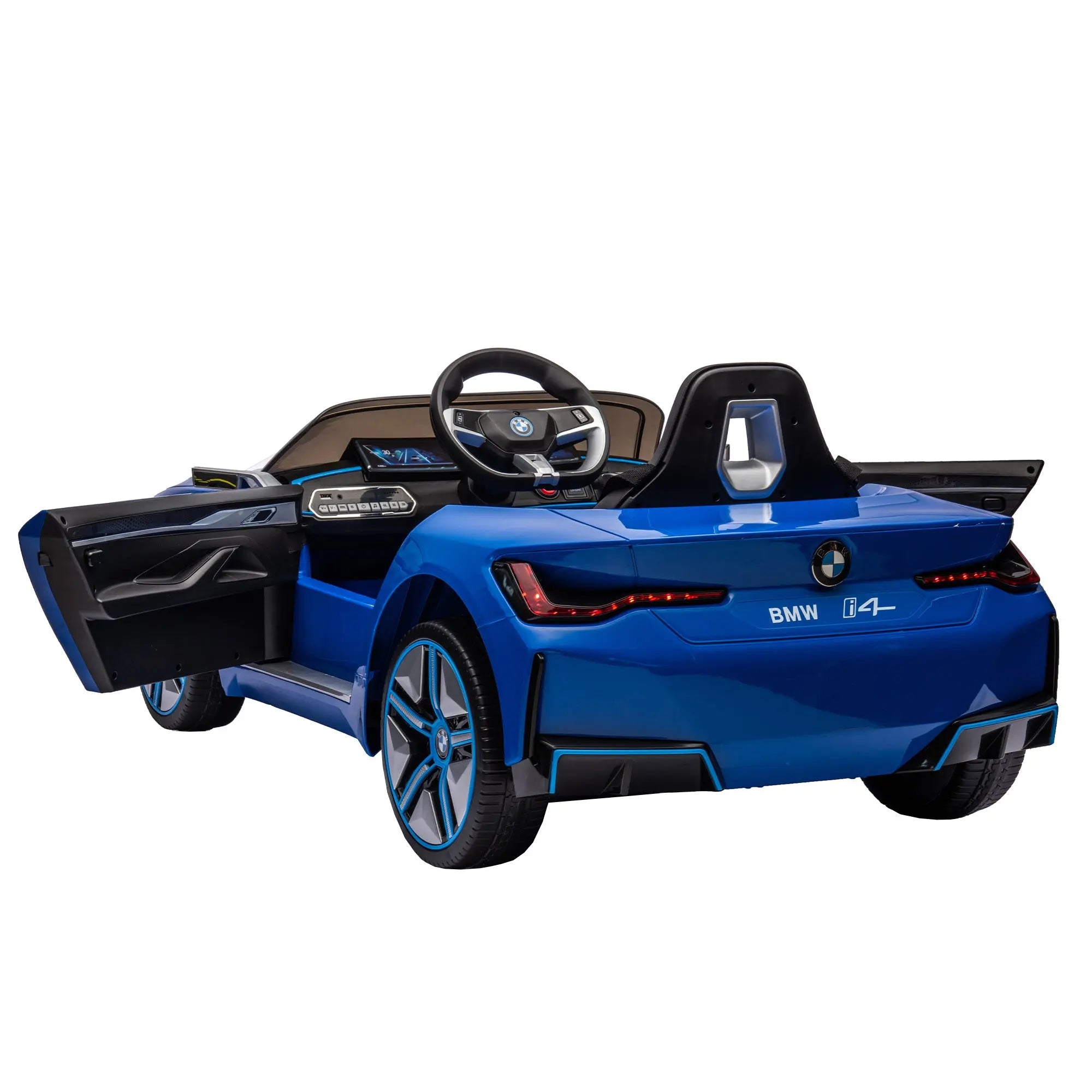 Licensed BMW I4,12v Kids ride on car 2.4G W/Parents Remote Control,electric car for kids,Three speed adjustable,Power display, USB,MP3 ,Bluetooth,LED light,Two-point safety belt,story - VINE GLOBAL