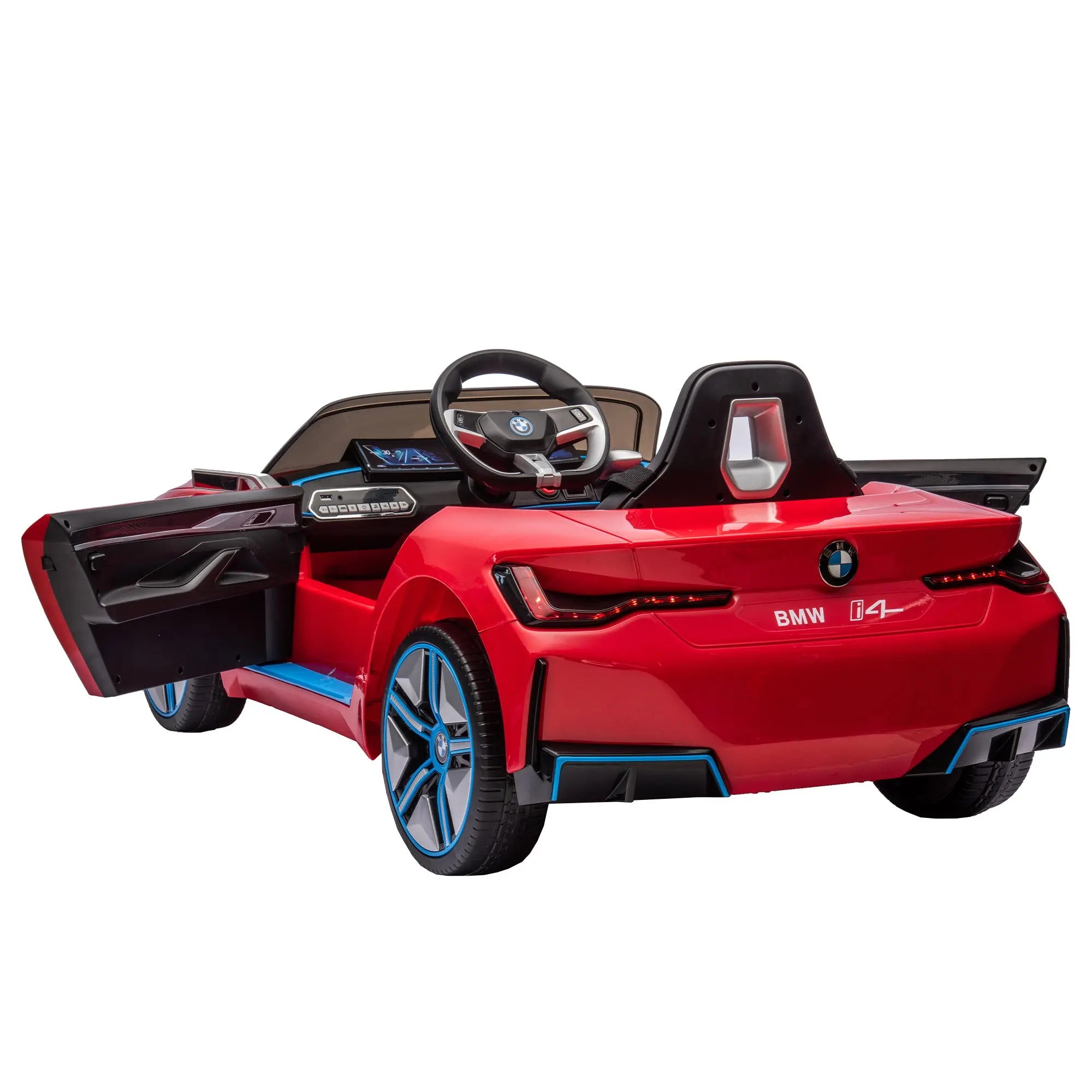 Licensed BMW I4,12v Kids ride on car 2.4G W/Parents Remote Control,electric car for kids,Three speed adjustable,Power display, USB,MP3 ,Bluetooth,LED light,Two-point safety belt,story - VINE GLOBAL