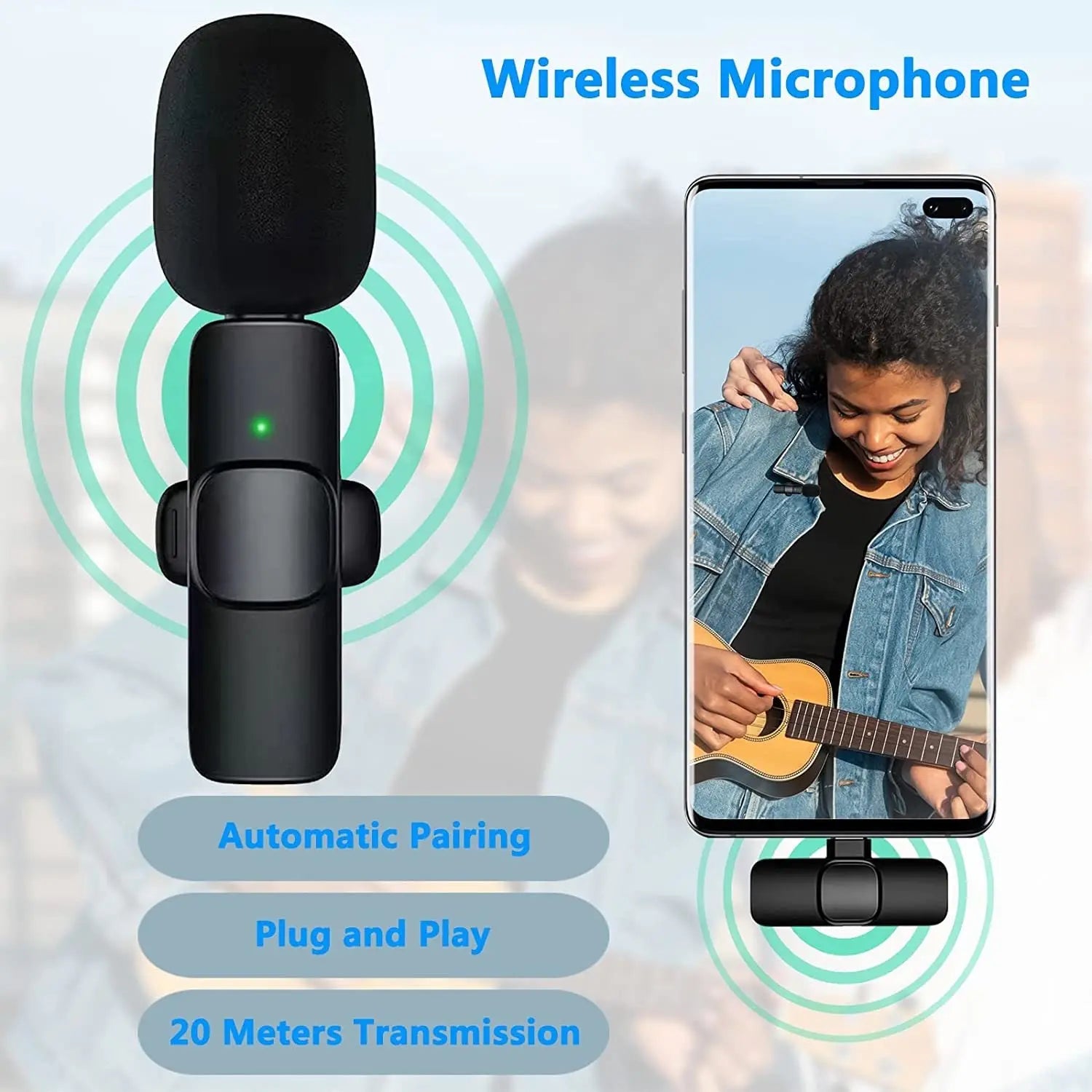 Wireless Lavalier Lapel Microphone For IPhone IPad Professional Wireless Clip Mic - Cordless Omnidirectional Condenser Recording Mic For Interview Video Podcast Vlog YouTube - VINE GLOBAL