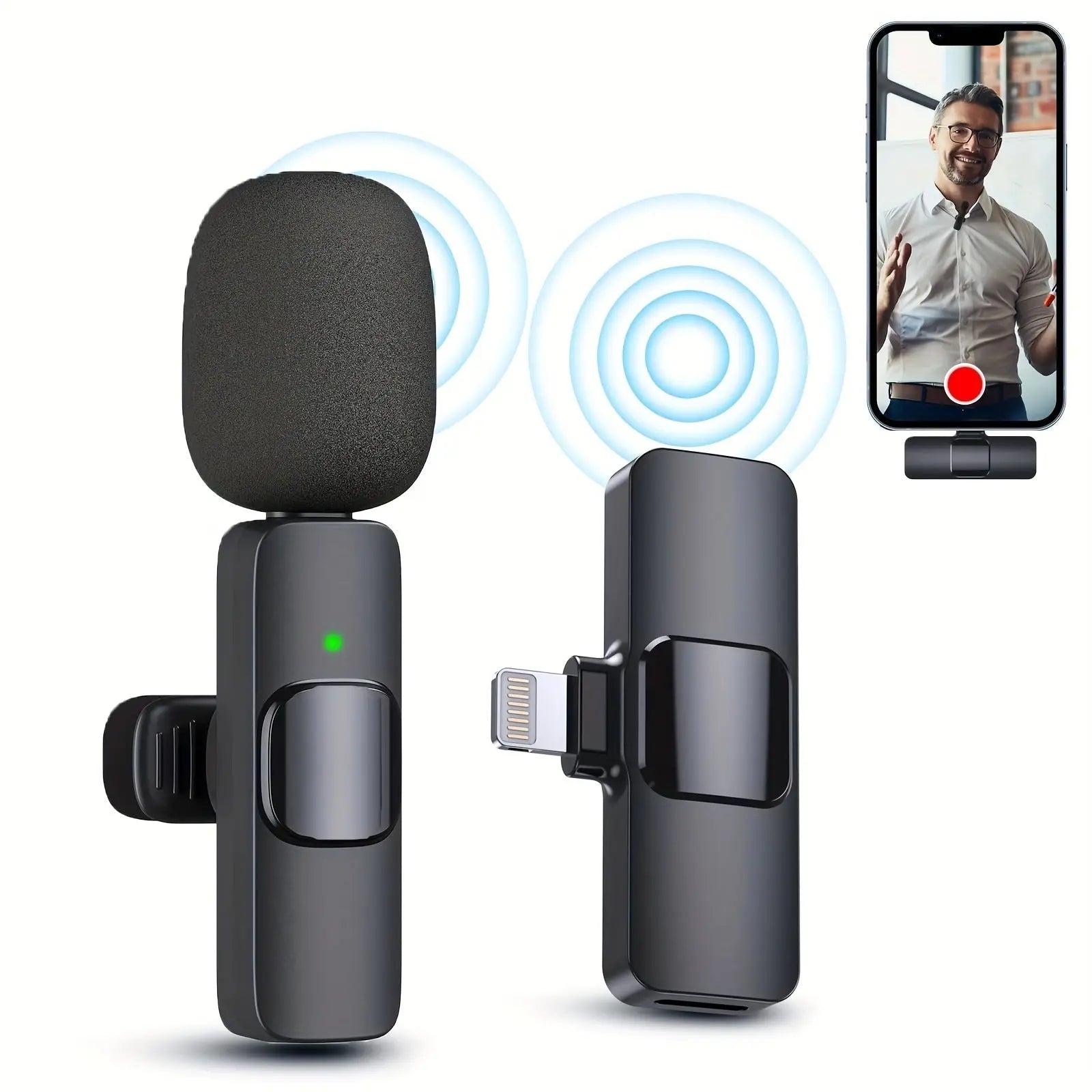 Wireless Lavalier Lapel Microphone For IPhone IPad Professional Wireless Clip Mic - Cordless Omnidirectional Condenser Recording Mic For Interview Video Podcast Vlog YouTube - VINE GLOBAL