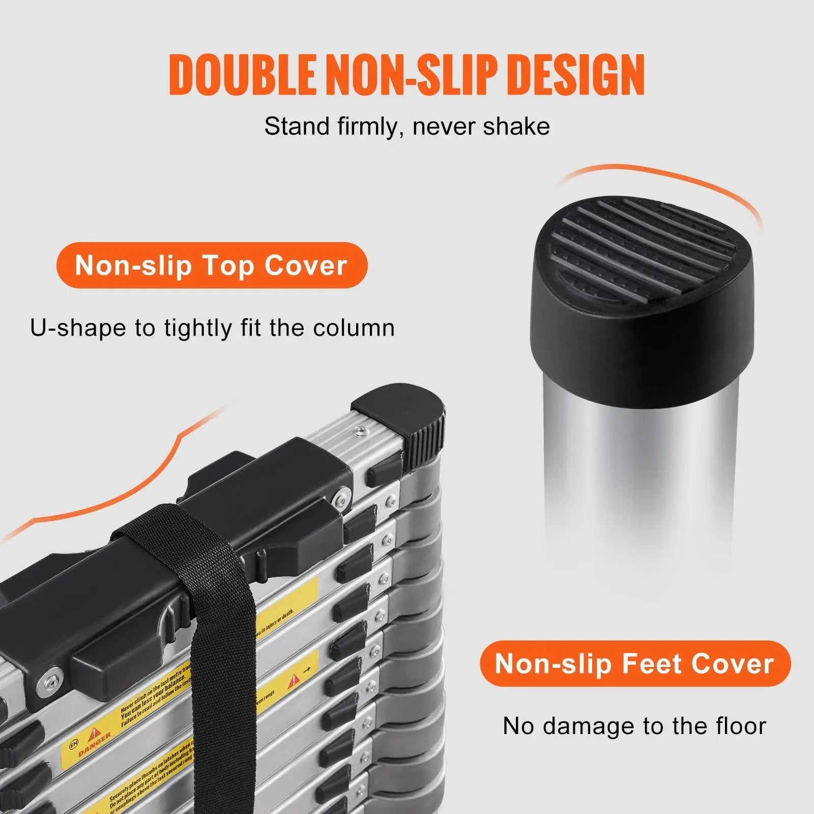 VEVOR Telescoping Ladder, 18.5 FT Aluminum One-button Retraction Collapsible Extension Ladder, 400 LBS Capacity with Non-slip Feet, Portable Multi-purpose Compact Ladder for Home, RV, Loft, ANSI Liste - VINE GLOBAL