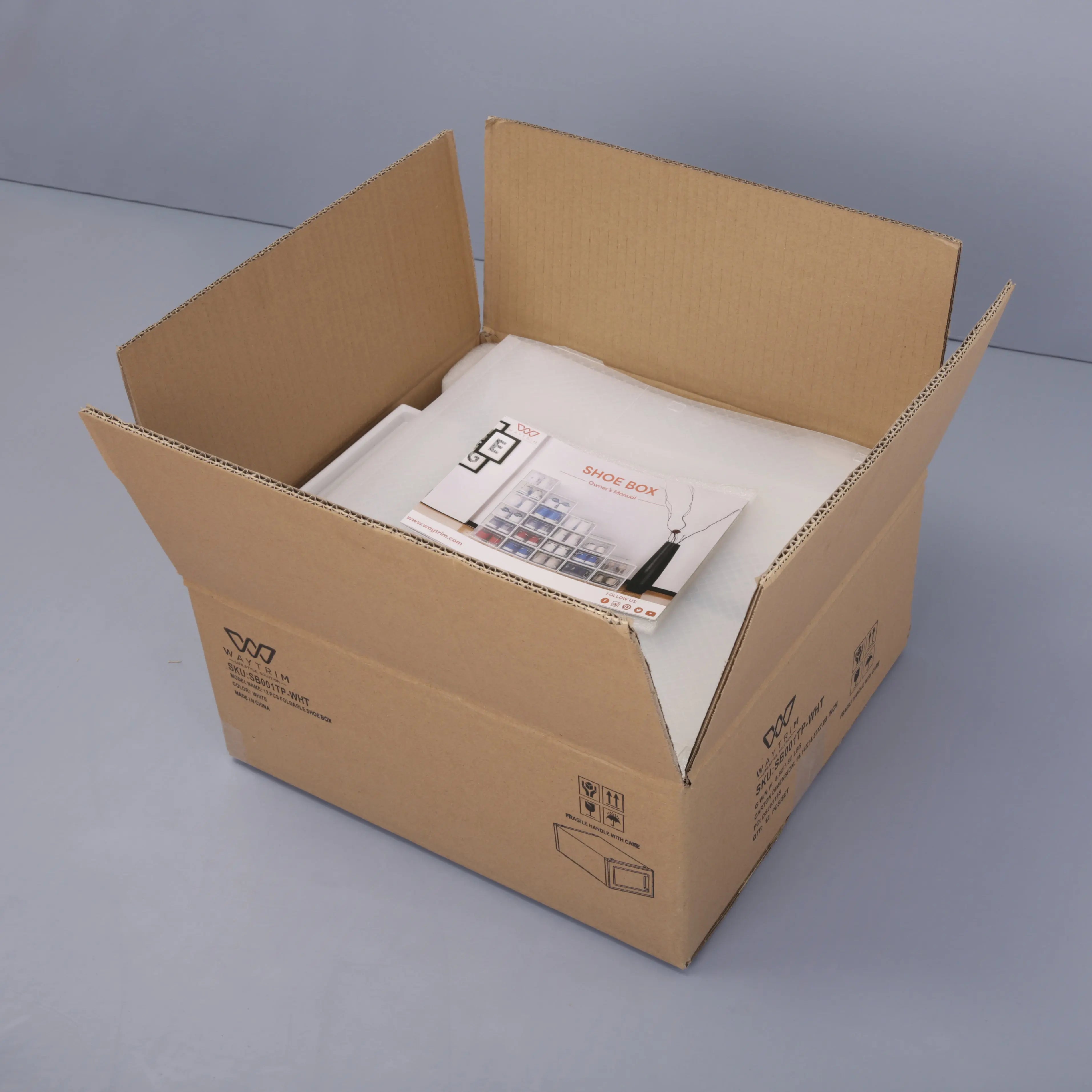 Set of 12 Stackable Clear Plastic Transparent Shoe Storage Box in Home - VINE GLOBAL