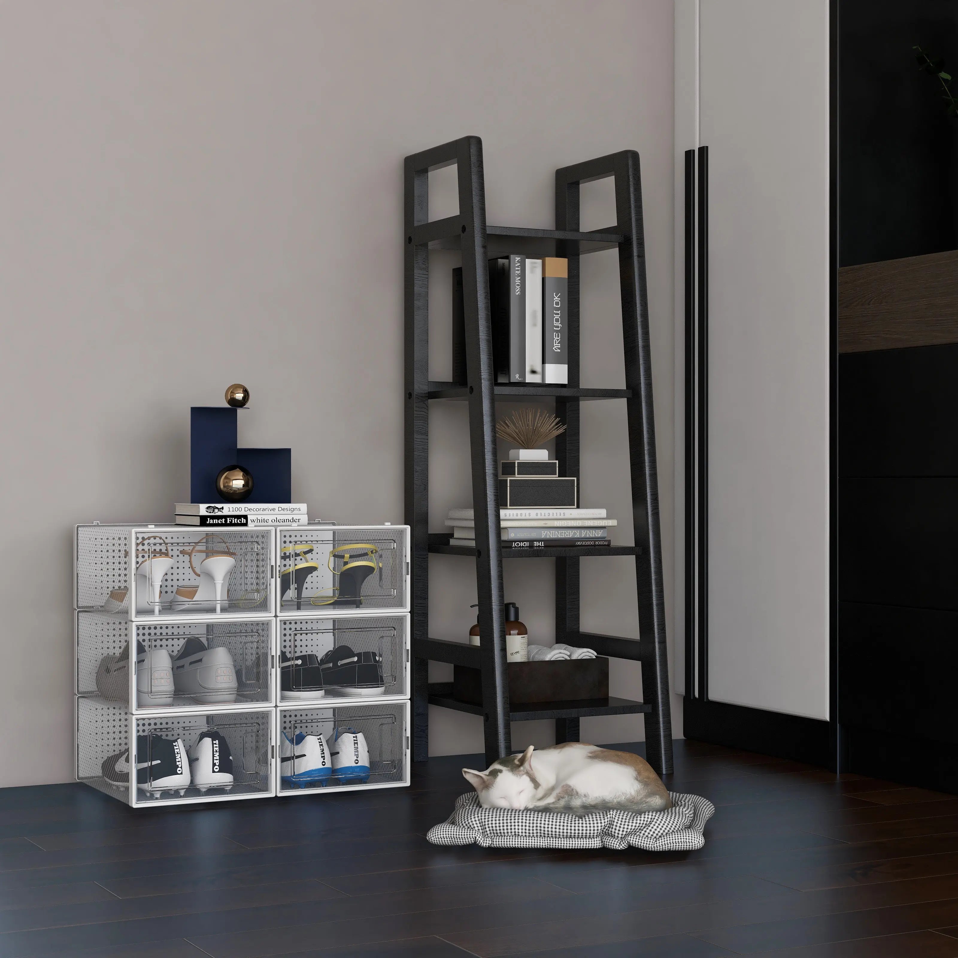 Set of 12 Stackable Clear Plastic Transparent Shoe Storage Box in Home - VINE GLOBAL