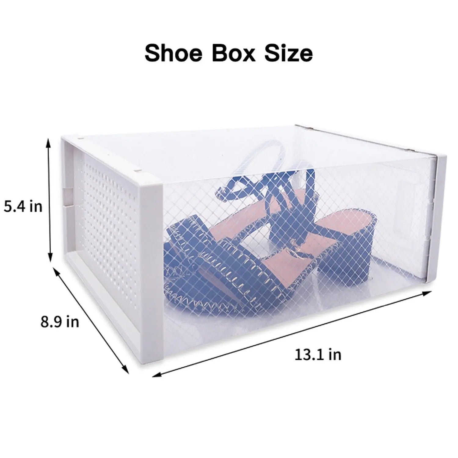 Set of 12 Stackable Clear Plastic Transparent Shoe Storage Box in Home - VINE GLOBAL