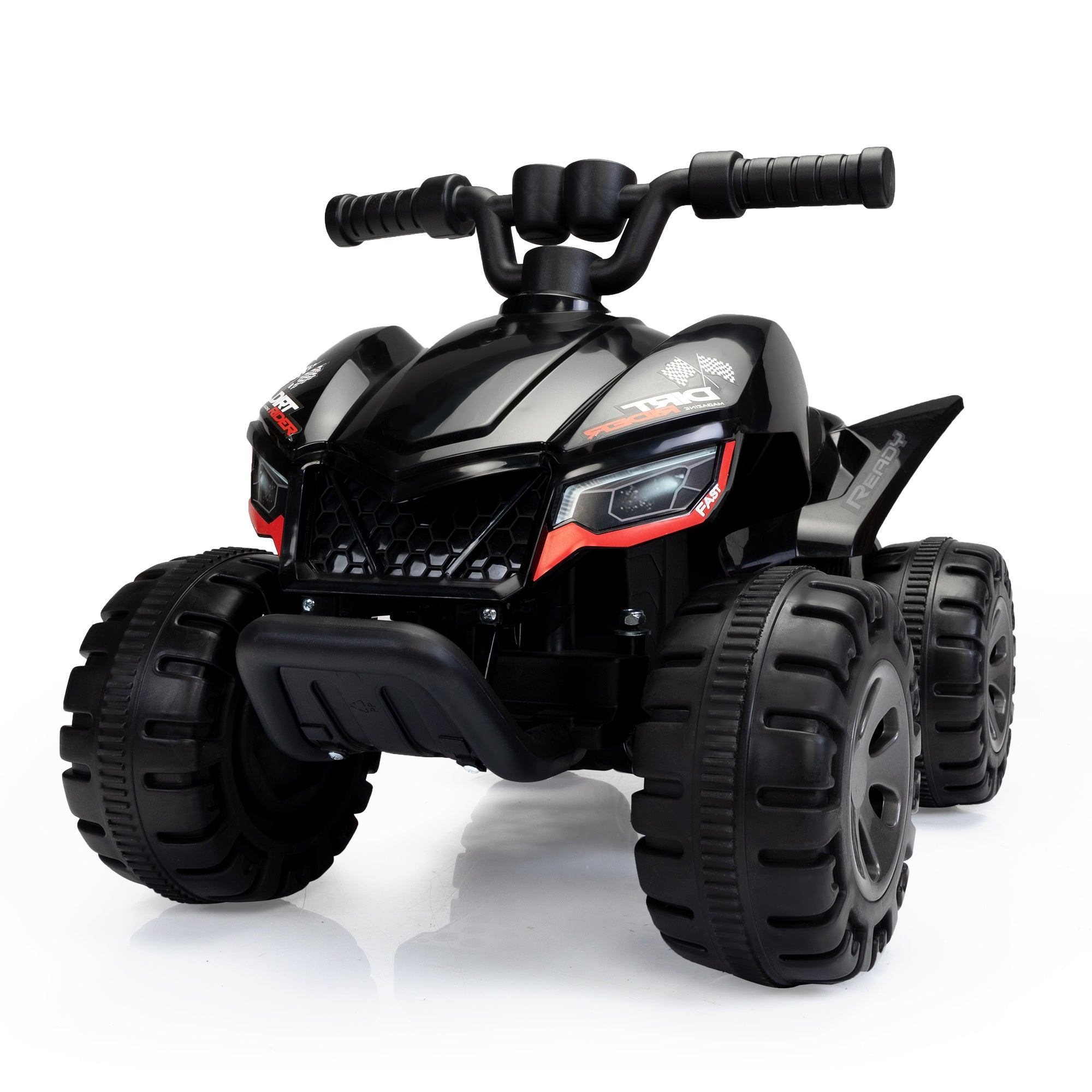 Kids Ride-on ATV, 6V Battery Powered Electric Quad Car with Music, LED Lights and Spray Device, 4 Wheeled Ride-on Toy for Toddlers Age 3-5, Black - VINE GLOBAL
