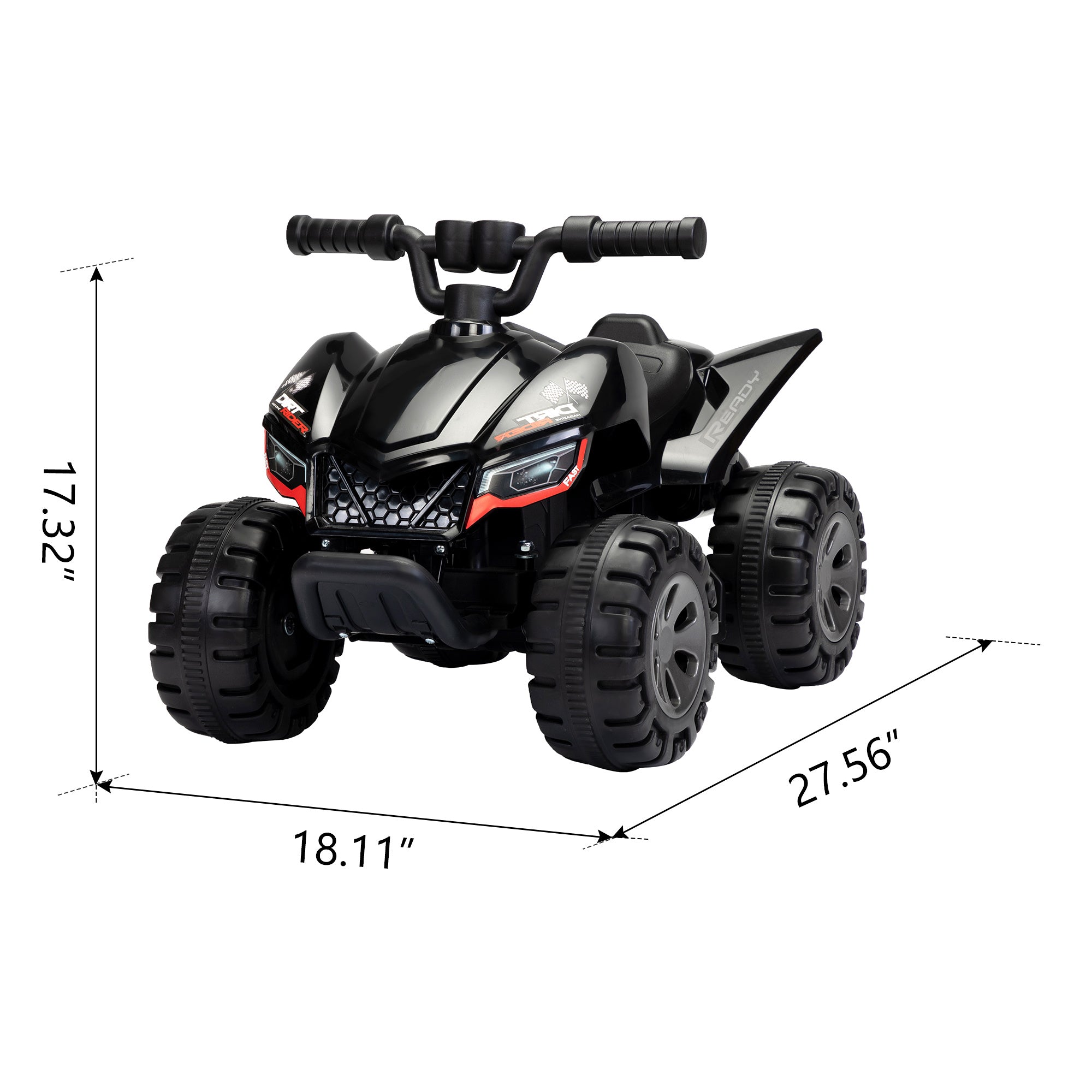 Kids Ride-on ATV, 6V Battery Powered Electric Quad Car with Music, LED Lights and Spray Device, 4 Wheeled Ride-on Toy for Toddlers Age 3-5, Black - VINE GLOBAL