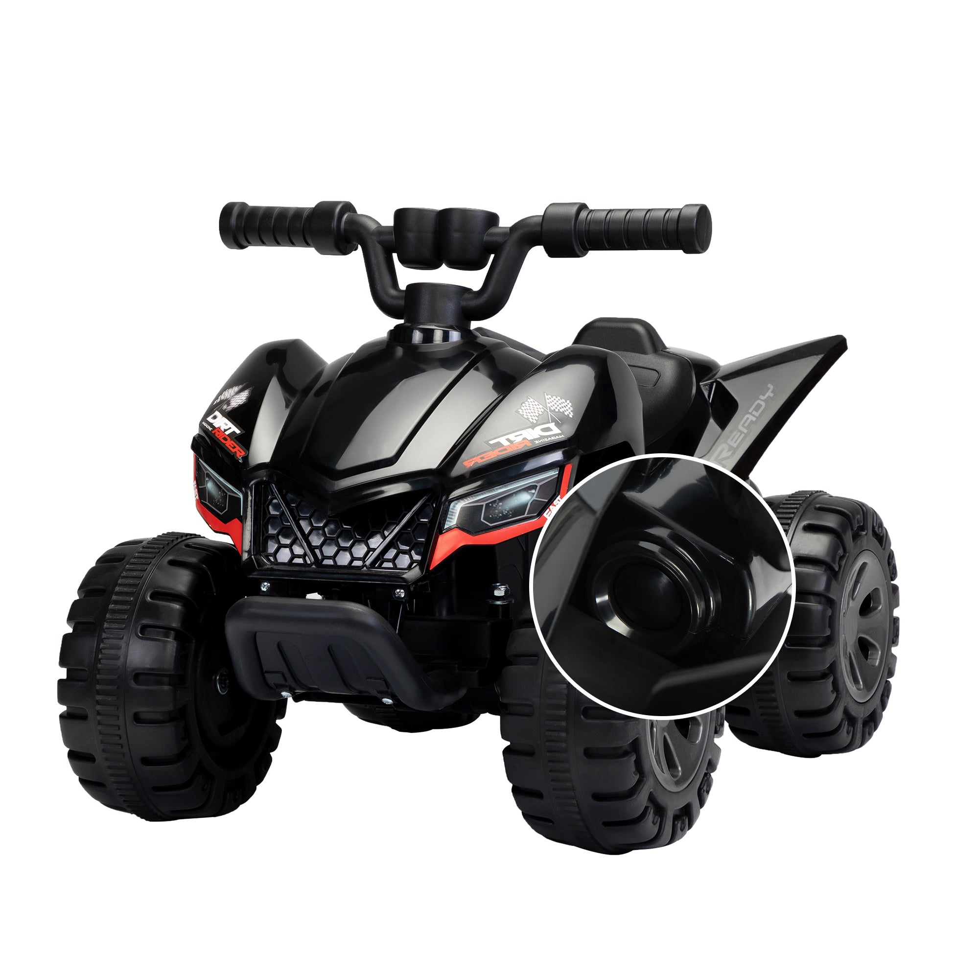 Kids Ride-on ATV, 6V Battery Powered Electric Quad Car with Music, LED Lights and Spray Device, 4 Wheeled Ride-on Toy for Toddlers Age 3-5, Black - VINE GLOBAL