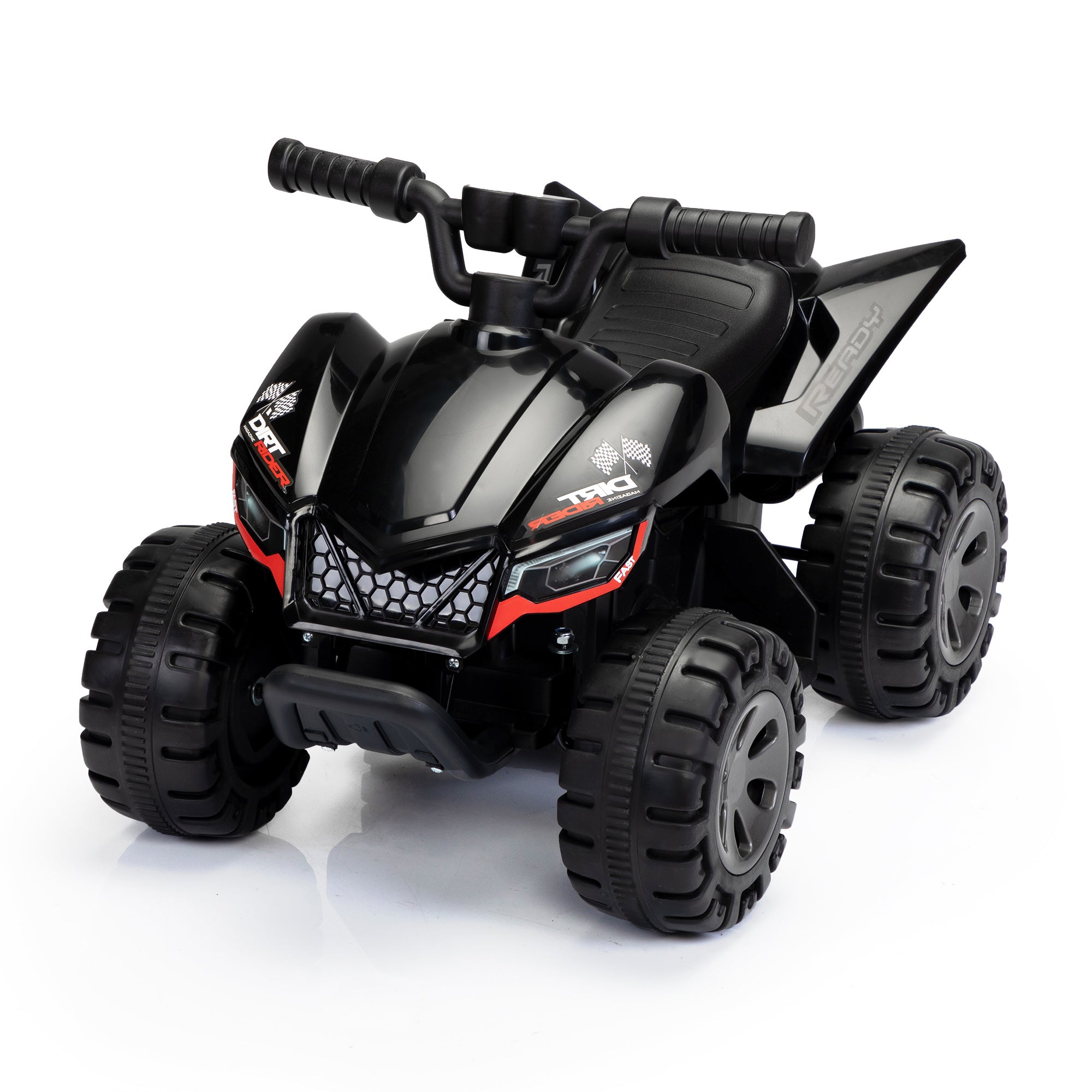 Kids Ride-on ATV, 6V Battery Powered Electric Quad Car with Music, LED Lights and Spray Device, 4 Wheeled Ride-on Toy for Toddlers Age 3-5, Black - VINE GLOBAL