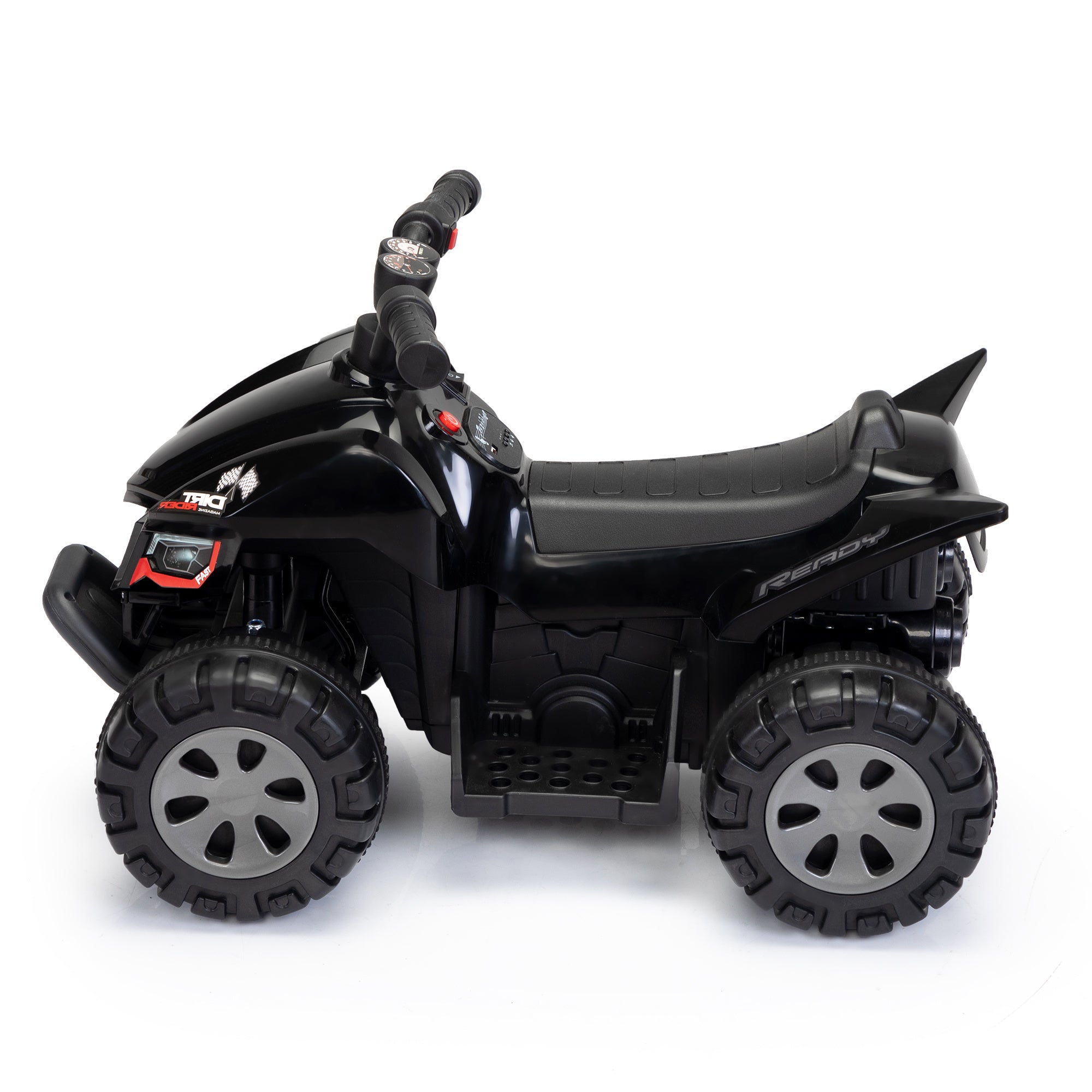Kids Ride-on ATV, 6V Battery Powered Electric Quad Car with Music, LED Lights and Spray Device, 4 Wheeled Ride-on Toy for Toddlers Age 3-5, Black - VINE GLOBAL