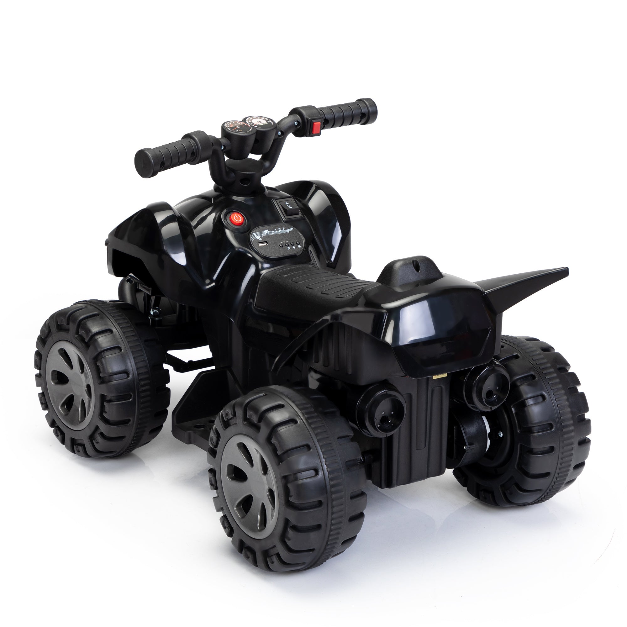 Kids Ride-on ATV, 6V Battery Powered Electric Quad Car with Music, LED Lights and Spray Device, 4 Wheeled Ride-on Toy for Toddlers Age 3-5, Black - VINE GLOBAL