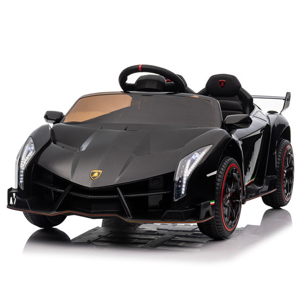 LEADZM Lamborghini Poison Small Dual Drive 12V 4.5AH with 2.4G Remote Control Sports Car Electric Car Black - VINE GLOBAL