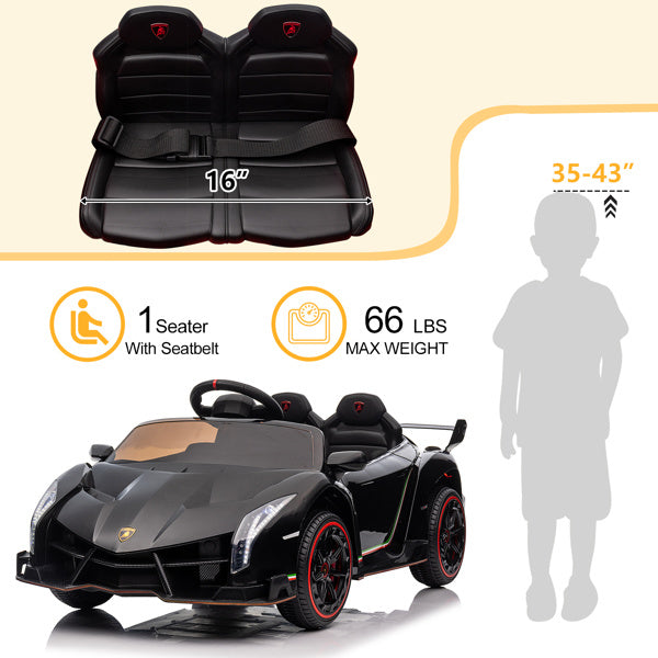 LEADZM Lamborghini Poison Small Dual Drive 12V 4.5AH with 2.4G Remote Control Sports Car Electric Car Black - VINE GLOBAL