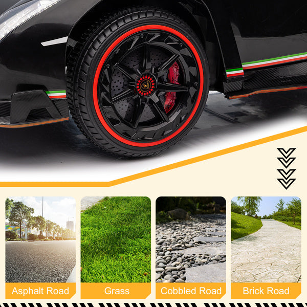LEADZM Lamborghini Poison Small Dual Drive 12V 4.5AH with 2.4G Remote Control Sports Car Electric Car Black - VINE GLOBAL