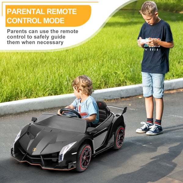 LEADZM Lamborghini Poison Small Dual Drive 12V 4.5AH with 2.4G Remote Control Sports Car Electric Car Black - VINE GLOBAL