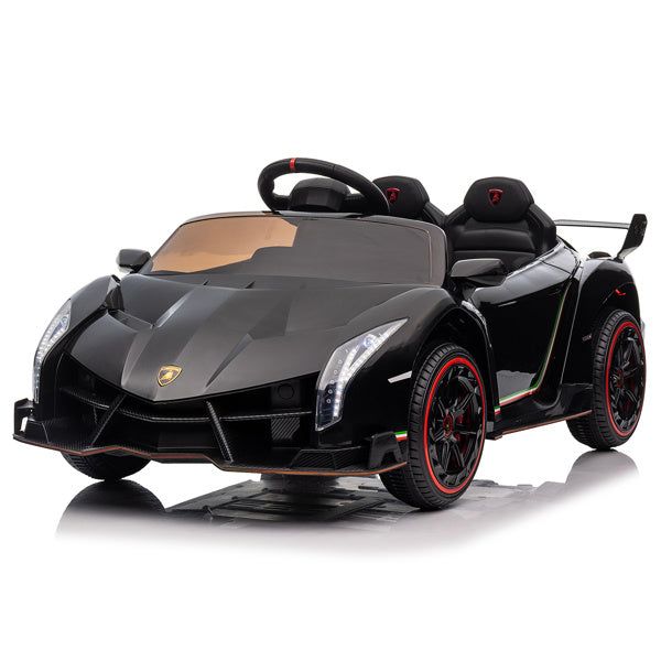 LEADZM Lamborghini Poison Small Dual Drive 12V 4.5AH with 2.4G Remote Control Sports Car Electric Car Black - VINE GLOBAL