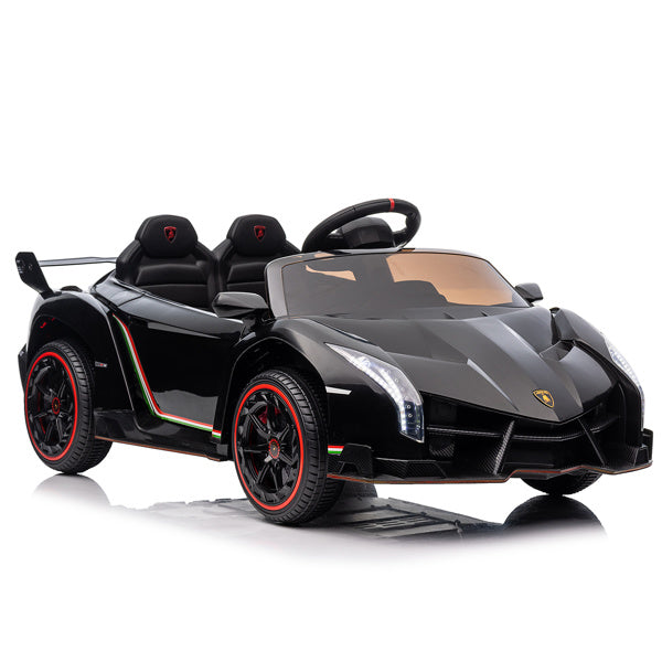 LEADZM Lamborghini Poison Small Dual Drive 12V 4.5AH with 2.4G Remote Control Sports Car Electric Car Black - VINE GLOBAL