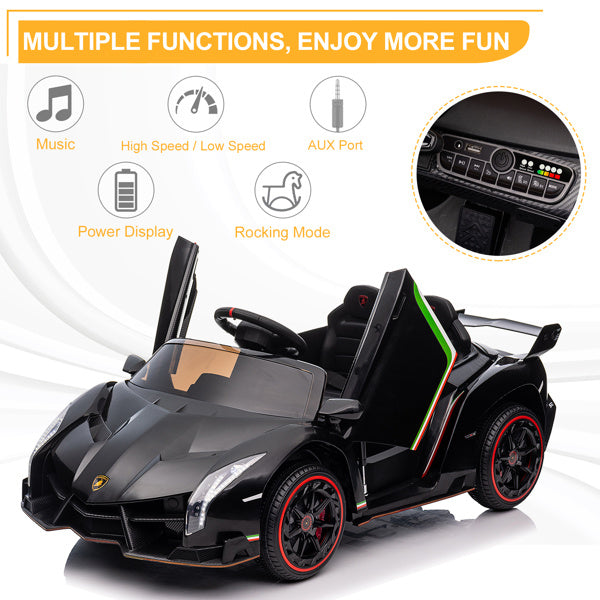 LEADZM Lamborghini Poison Small Dual Drive 12V 4.5AH with 2.4G Remote Control Sports Car Electric Car Black - VINE GLOBAL