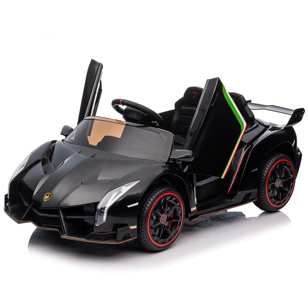 LEADZM Lamborghini Poison Small Dual Drive 12V 4.5AH with 2.4G Remote Control Sports Car Electric Car Black - VINE GLOBAL